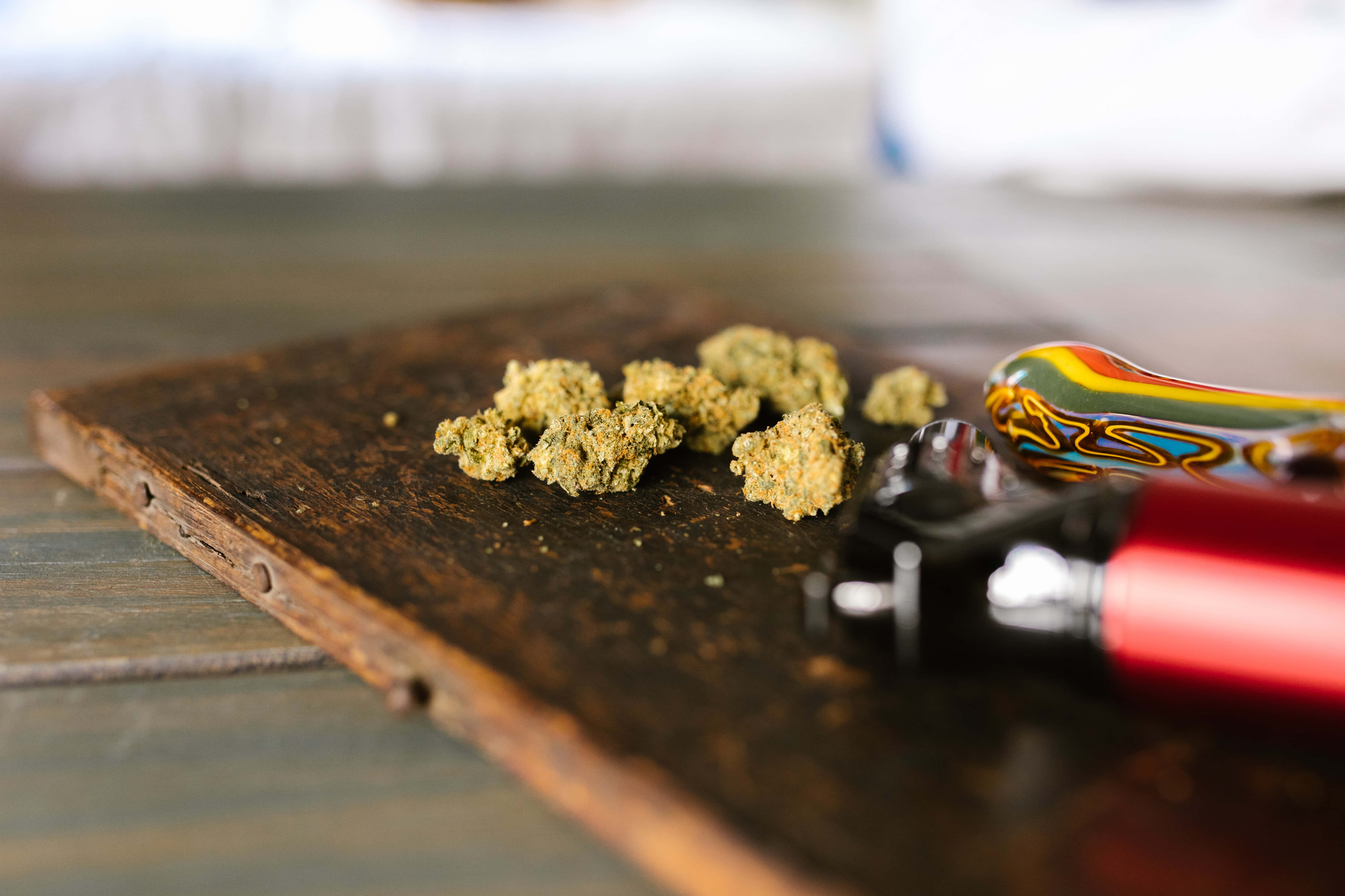 weed blunt, green cannabis buds, colorful pipe, 5K Desktop Wallpaper