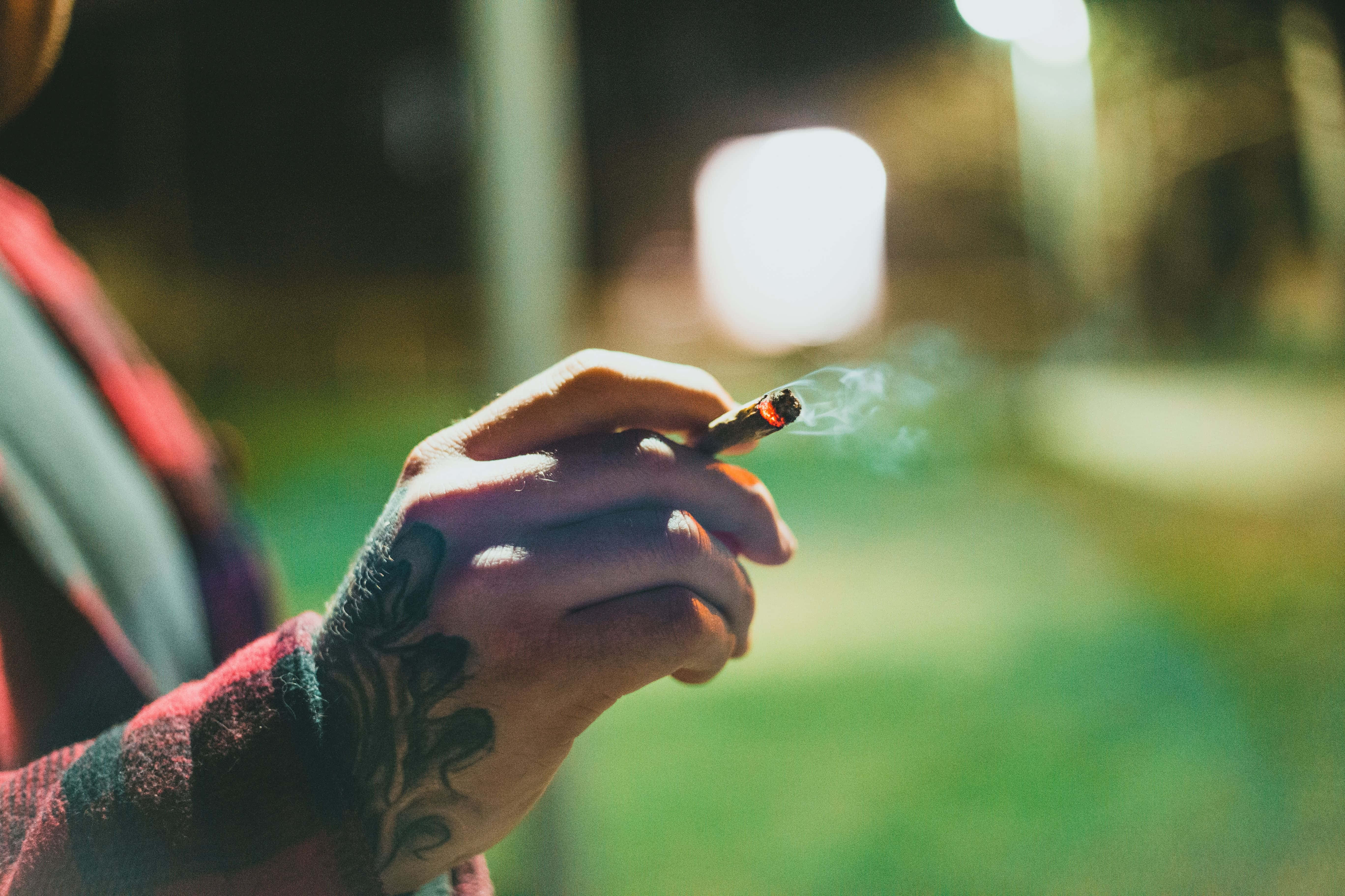 Weed Blunt, floral tattoo, lit cigarette, 5K Desktop Wallpaper