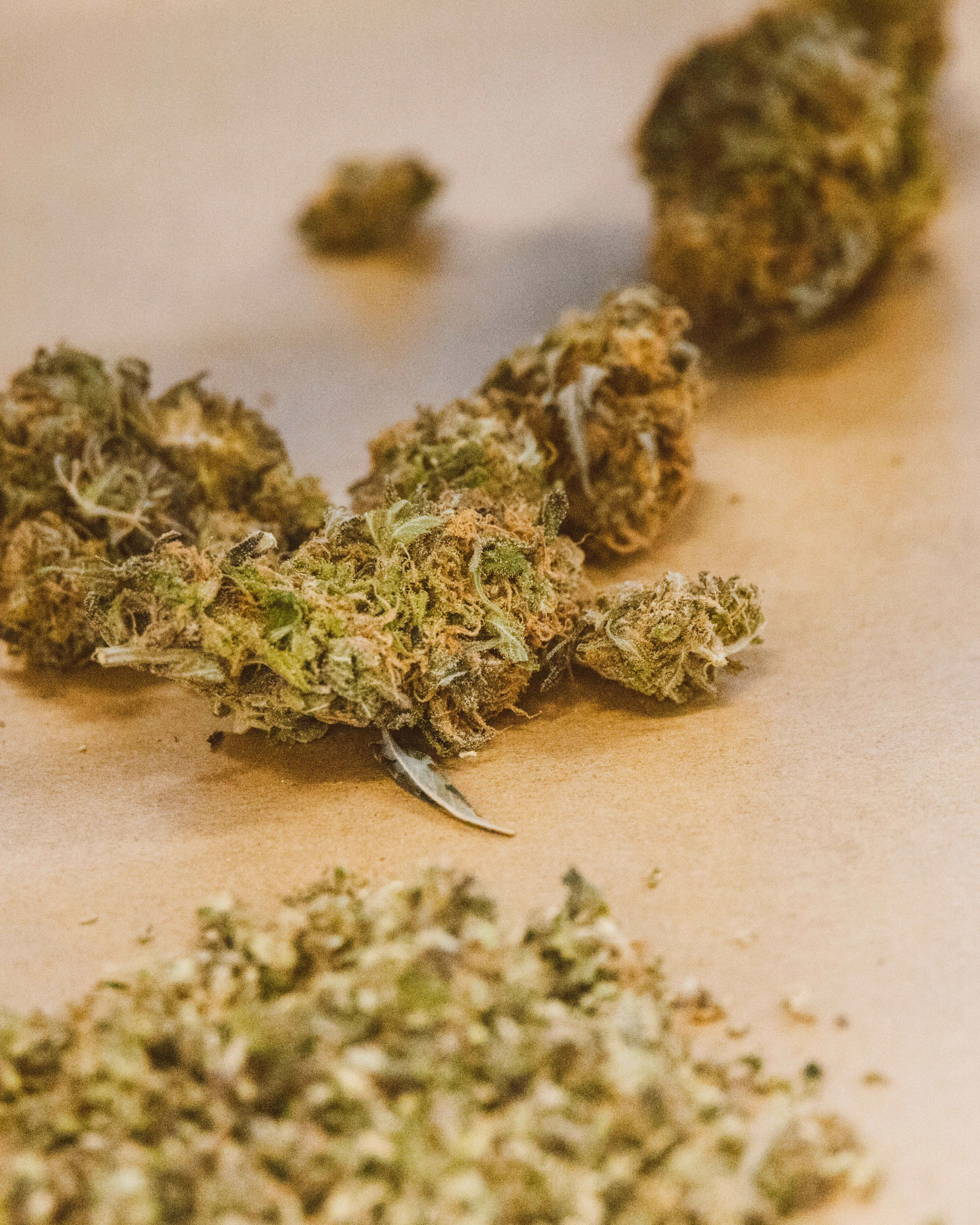 cannabis buds, trichomes, brown paper, 5K Phone Wallpaper