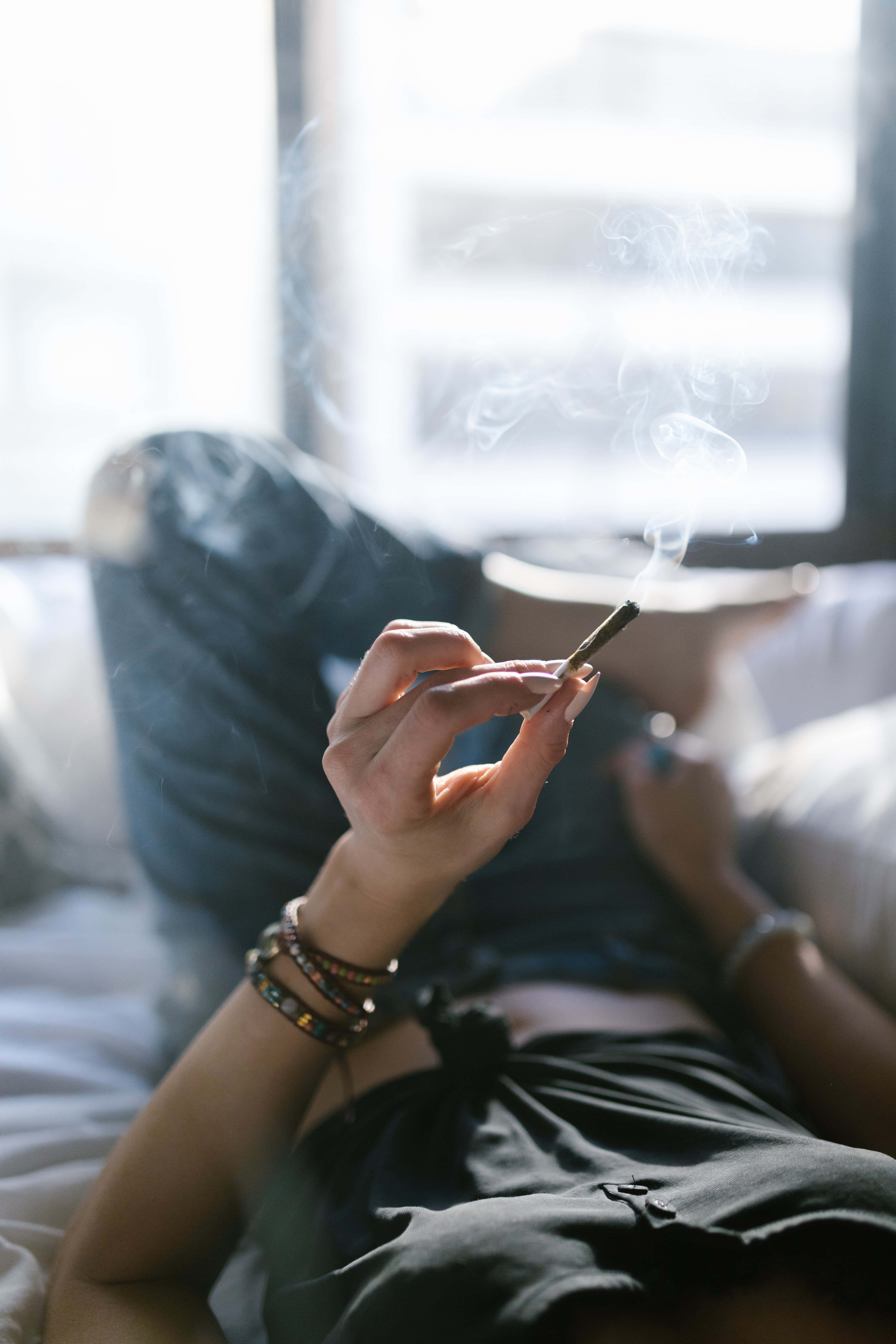 Weed Blunt, bed, lit cigarette, 5K Phone Wallpaper