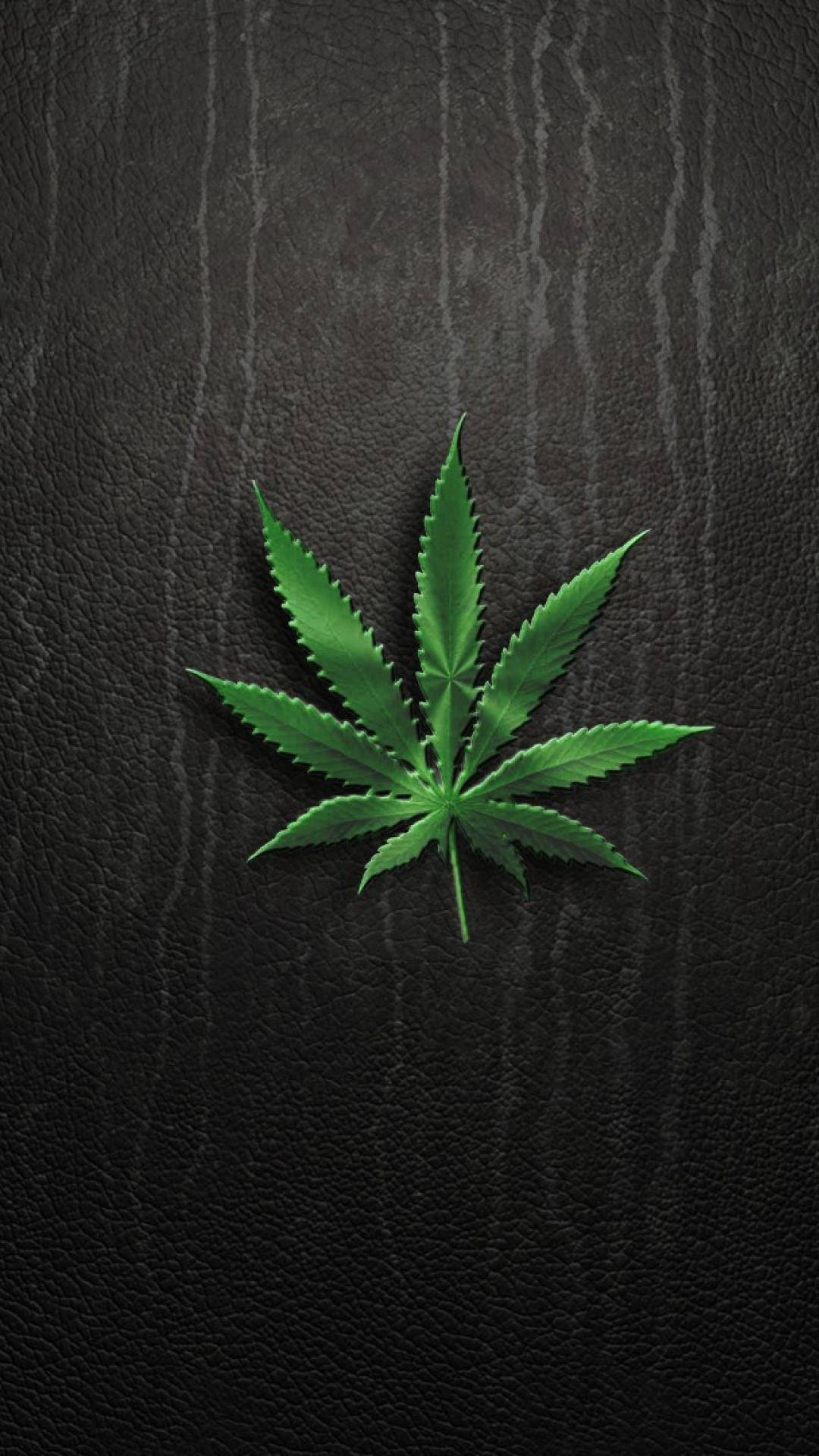 weed aesthetic, cannabis leaf, textured black leather surface, Full HD Phone Wallpaper