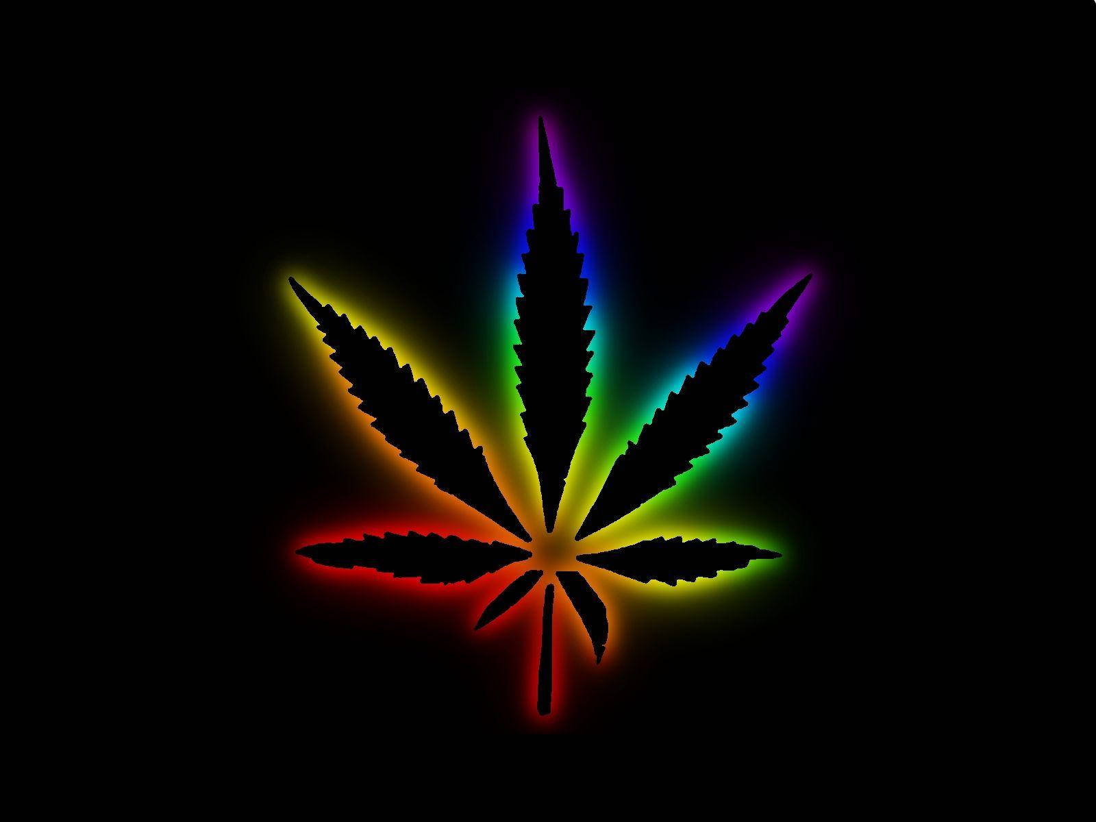 rainbow cannabis leaf, glowing, rainbow, HD Desktop Wallpaper