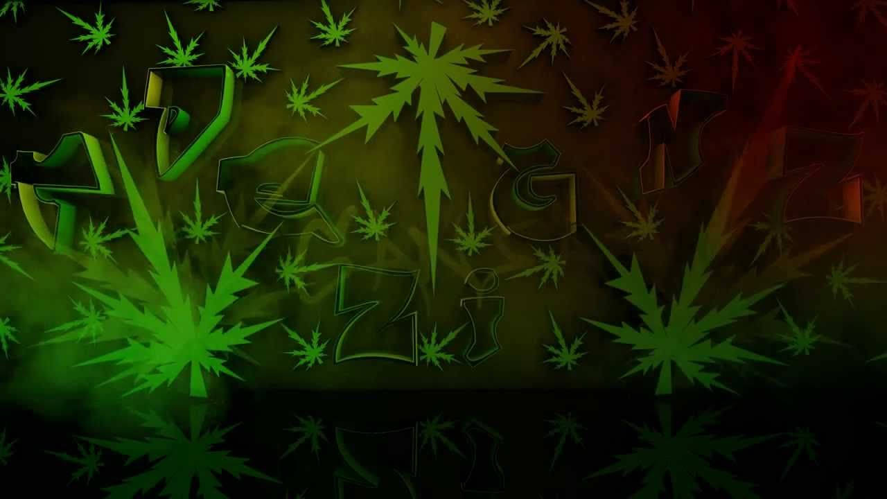 cannabis leaves, vibrant green, gradient background, HD Desktop Wallpaper
