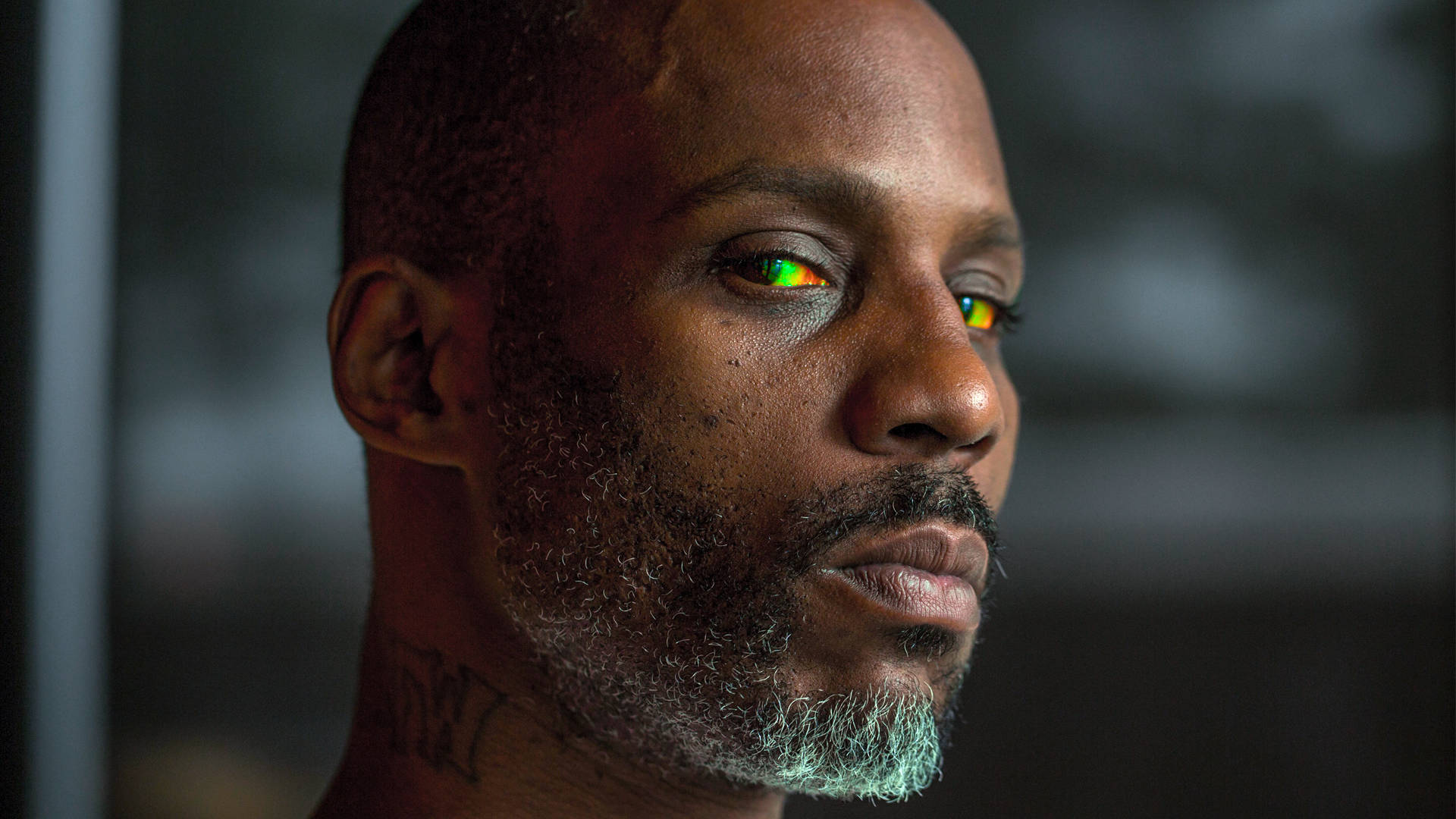 420 Eyes, glowing rainbow eyes, gray beard, Full HD Desktop Wallpaper