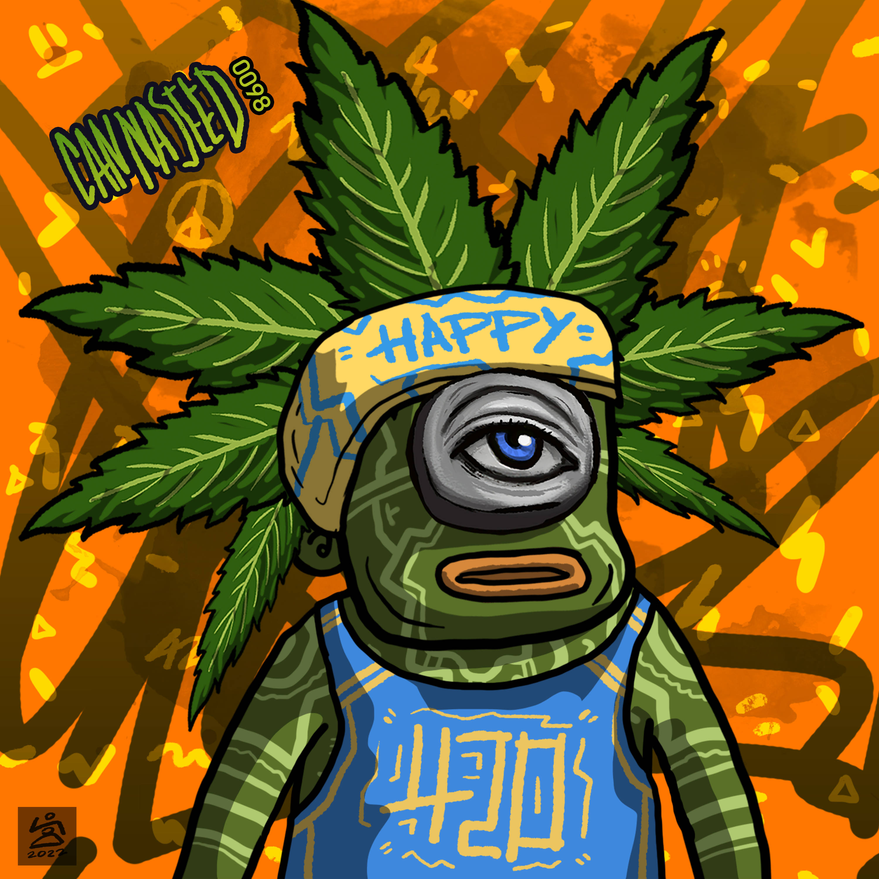 cartoon weed, Pickle Cartoon Weed, single blue eye, 2K Desktop Wallpaper