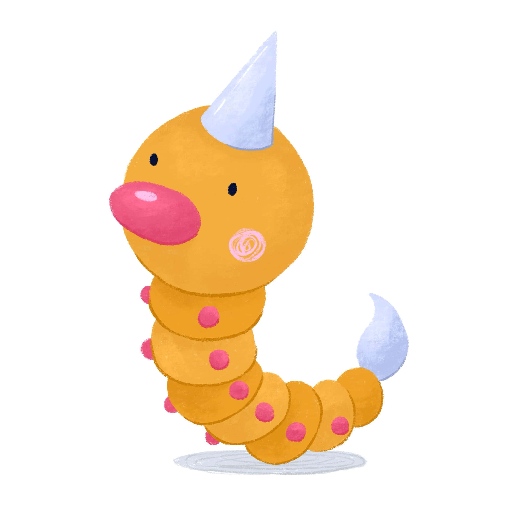 Weedle, yellow caterpillar, pink spots, Full HD Desktop Wallpaper