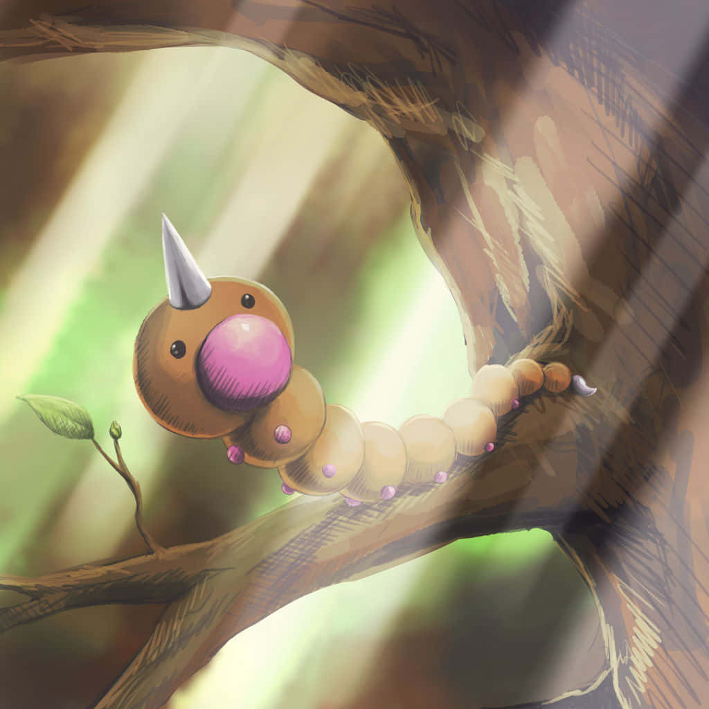 Weedle, pink bubblegum mouth, silver horn, SD Desktop Wallpaper