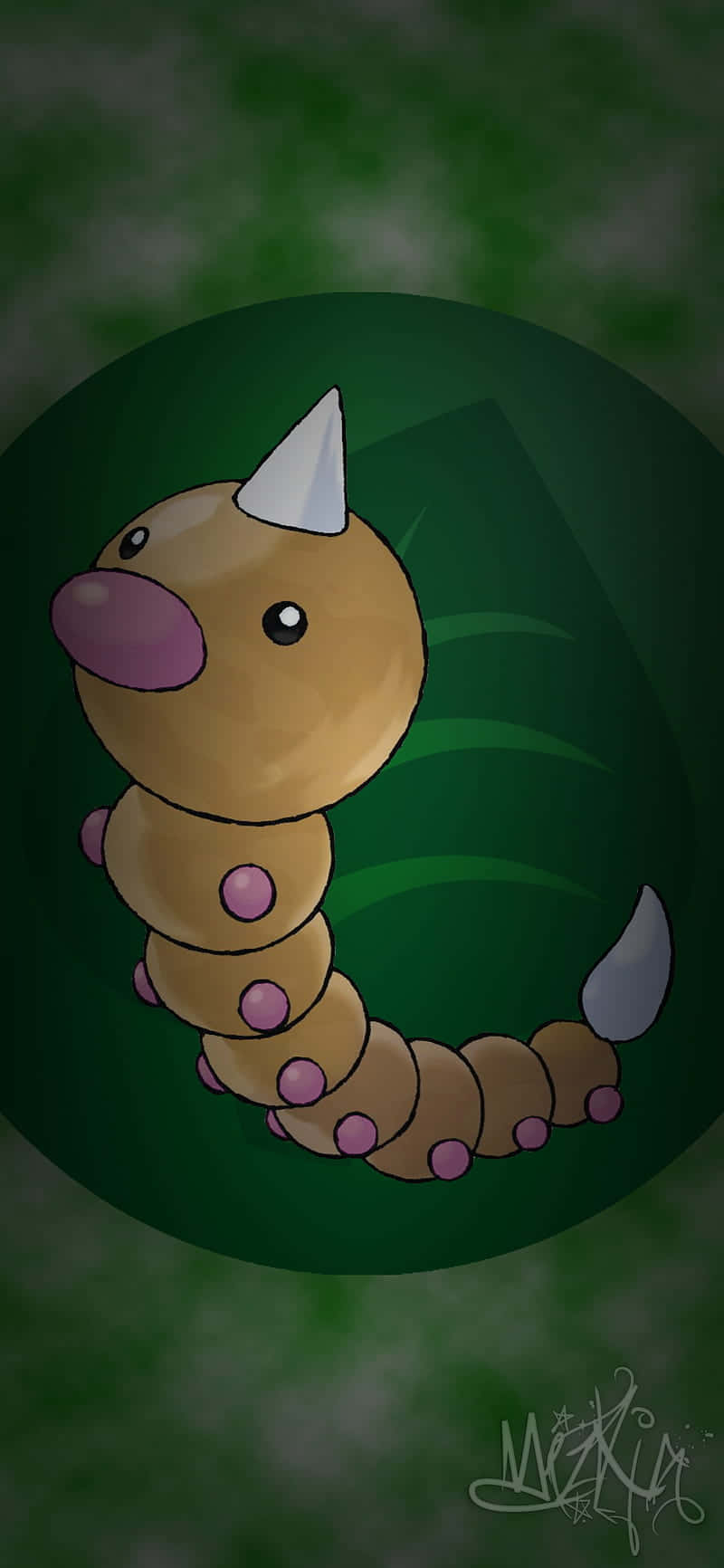 Weedle, cartoon caterpillar, white horn, HD Phone Wallpaper