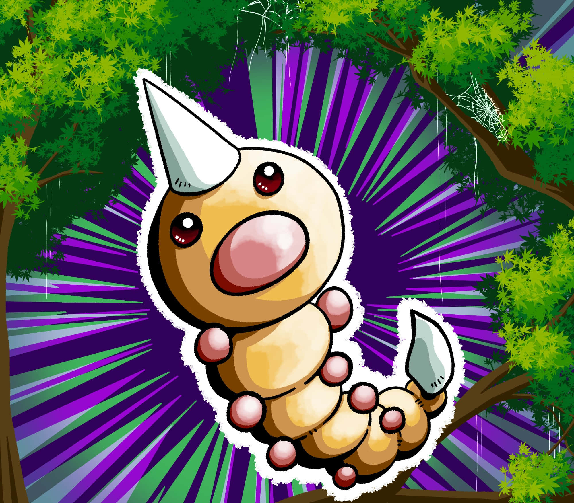 Weedle, cartoon caterpillar, horn, Full HD Desktop Wallpaper
