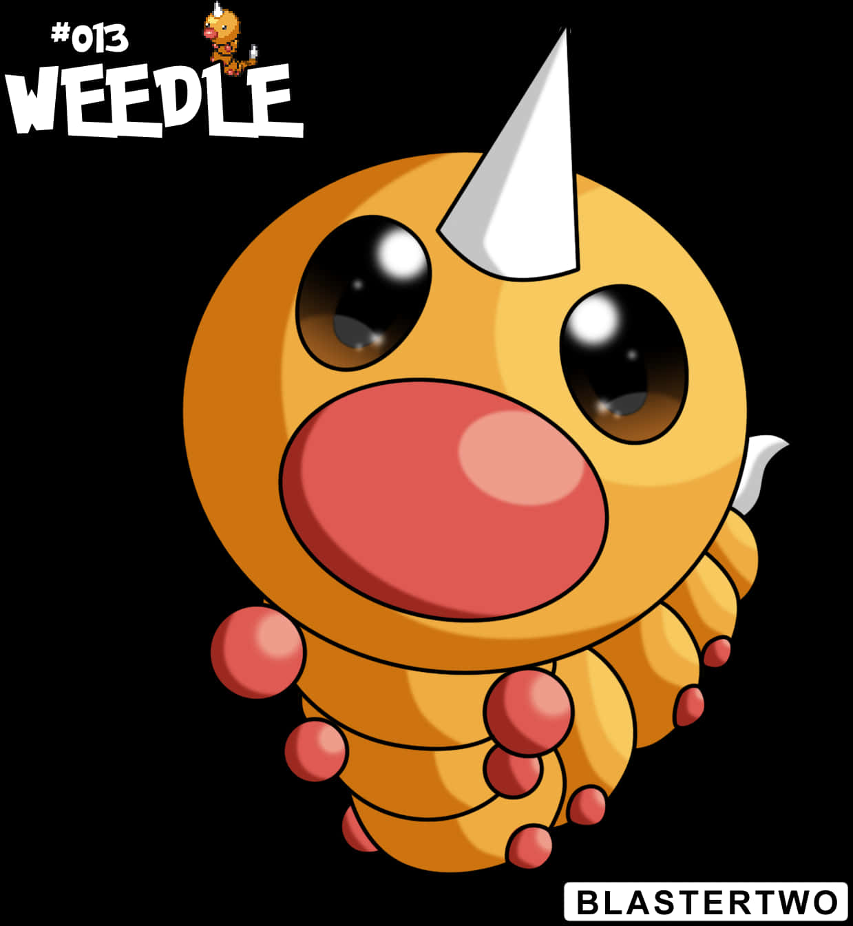 Weedle, yellow caterpillar, white horn, HD Phone Wallpaper