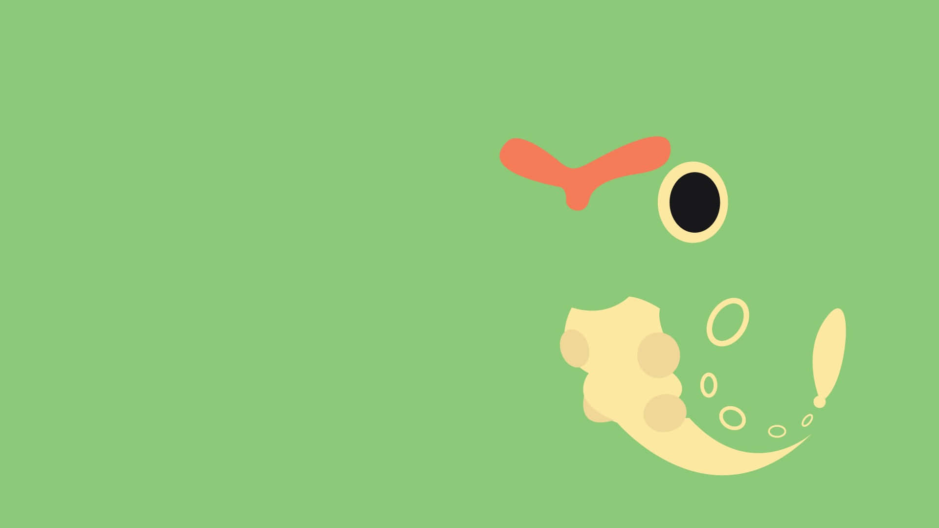 Weedle, minimalist cartoon fish, single eye, Full HD Desktop Wallpaper