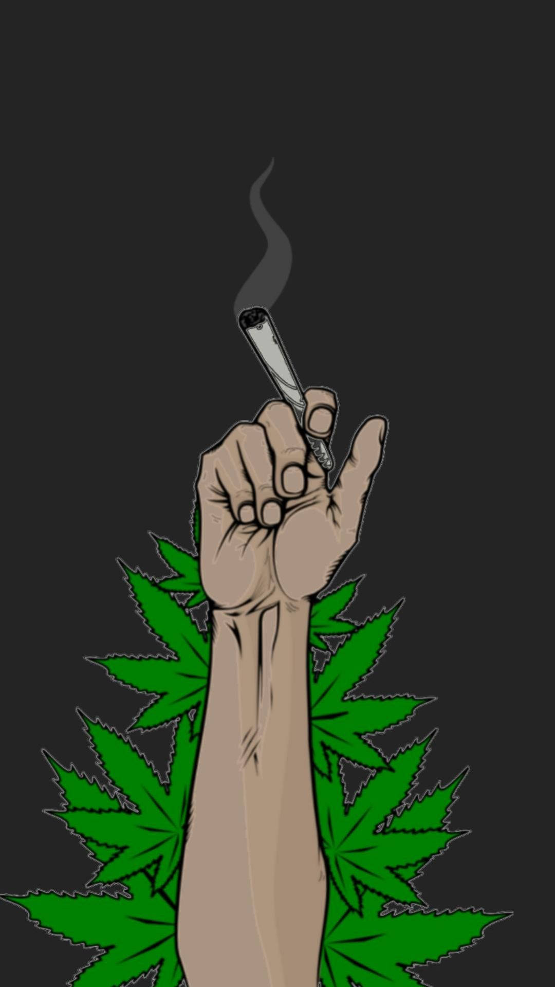 hand, lit joint, smoke, Full HD Phone Wallpaper