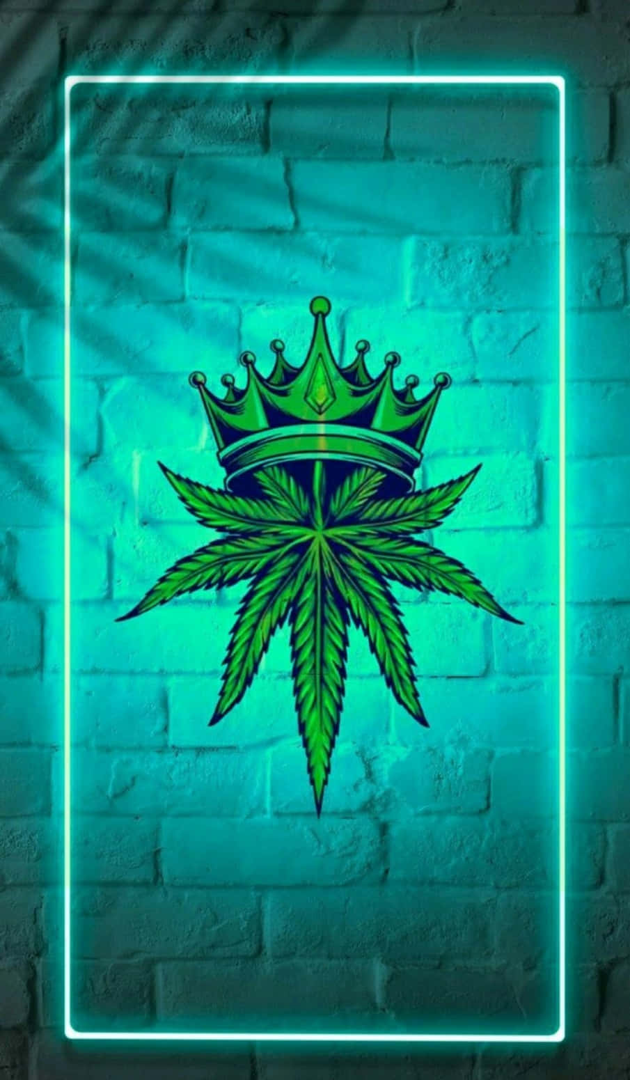 neon green, cannabis leaf, regal crown, HD Phone Wallpaper