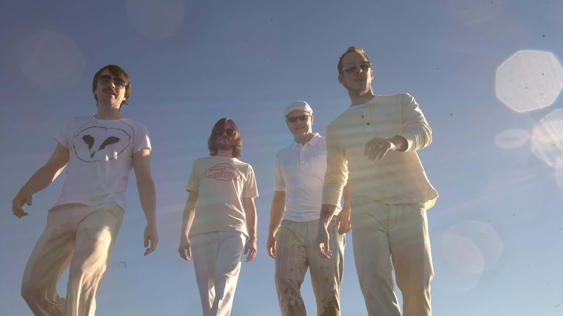 Weezer, band members, sunlit backdrop, Full HD Desktop Wallpaper