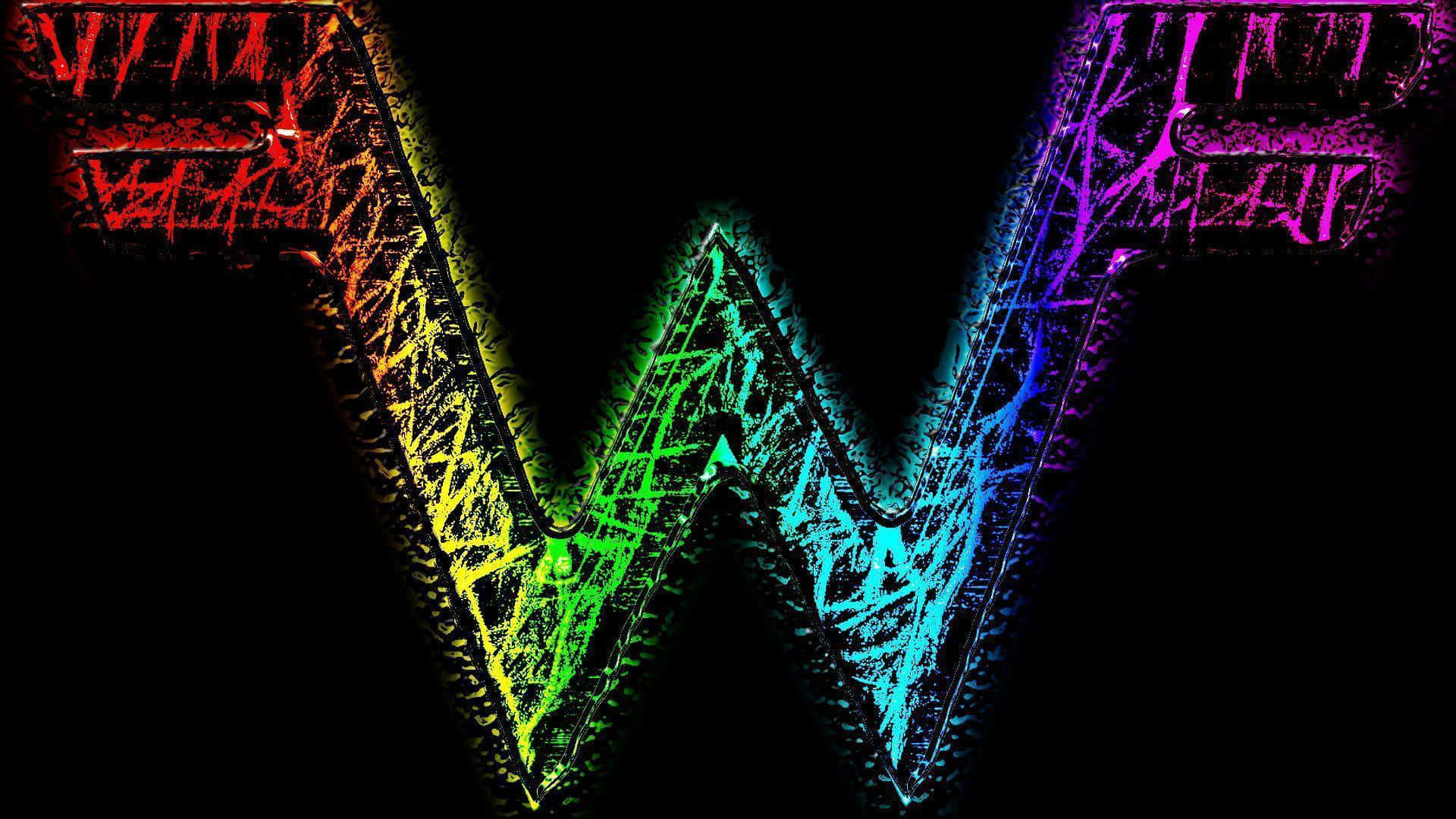 Weezer W Logo, rainbow gradient, glitchy texture, Full HD Desktop Wallpaper