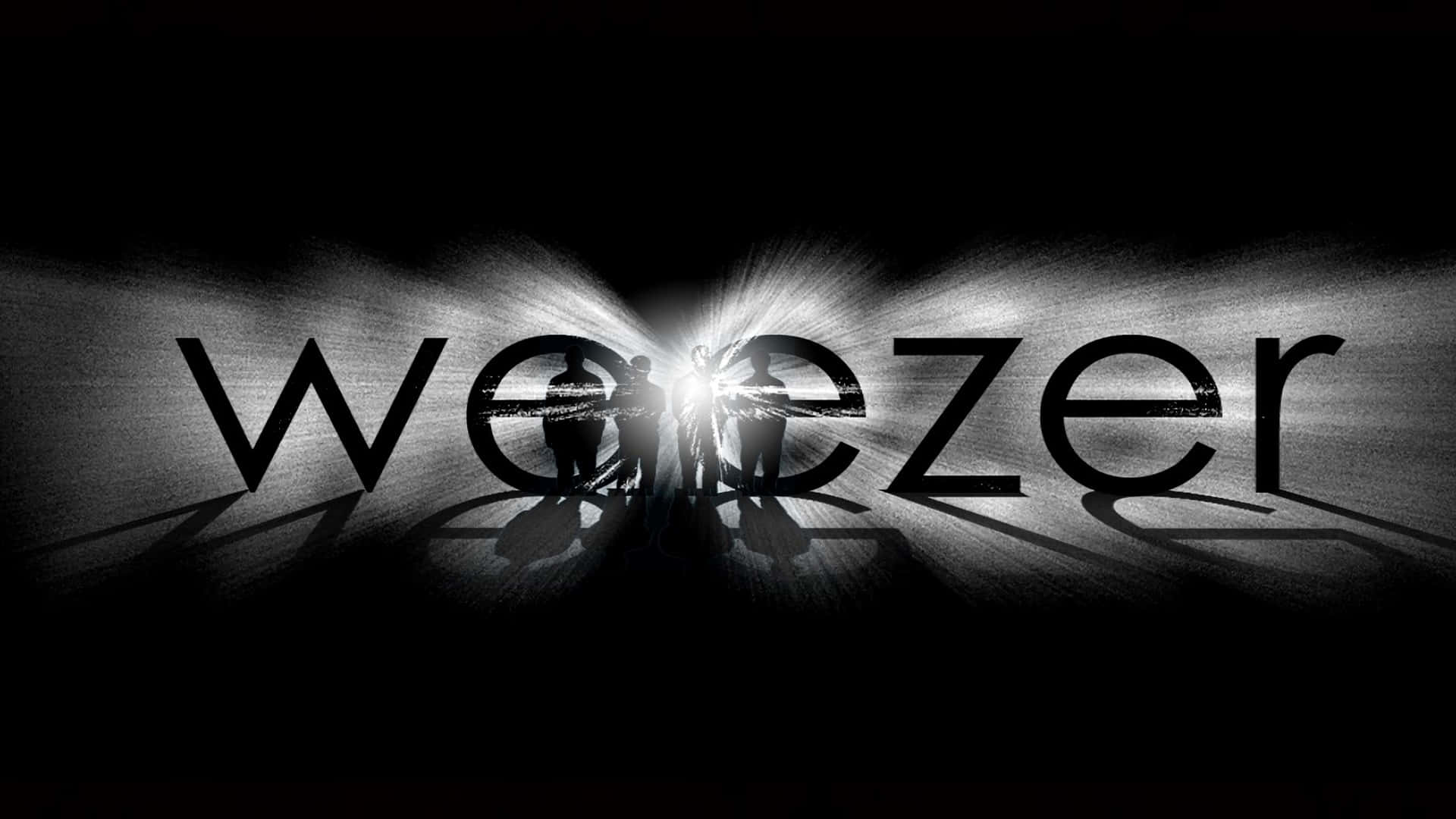 Weezer, glowing letters, silhouetted band members, Full HD Desktop Wallpaper