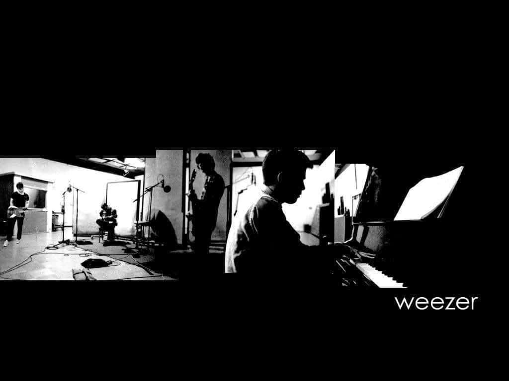 Weezer, band recording session, studio, SD Desktop Wallpaper