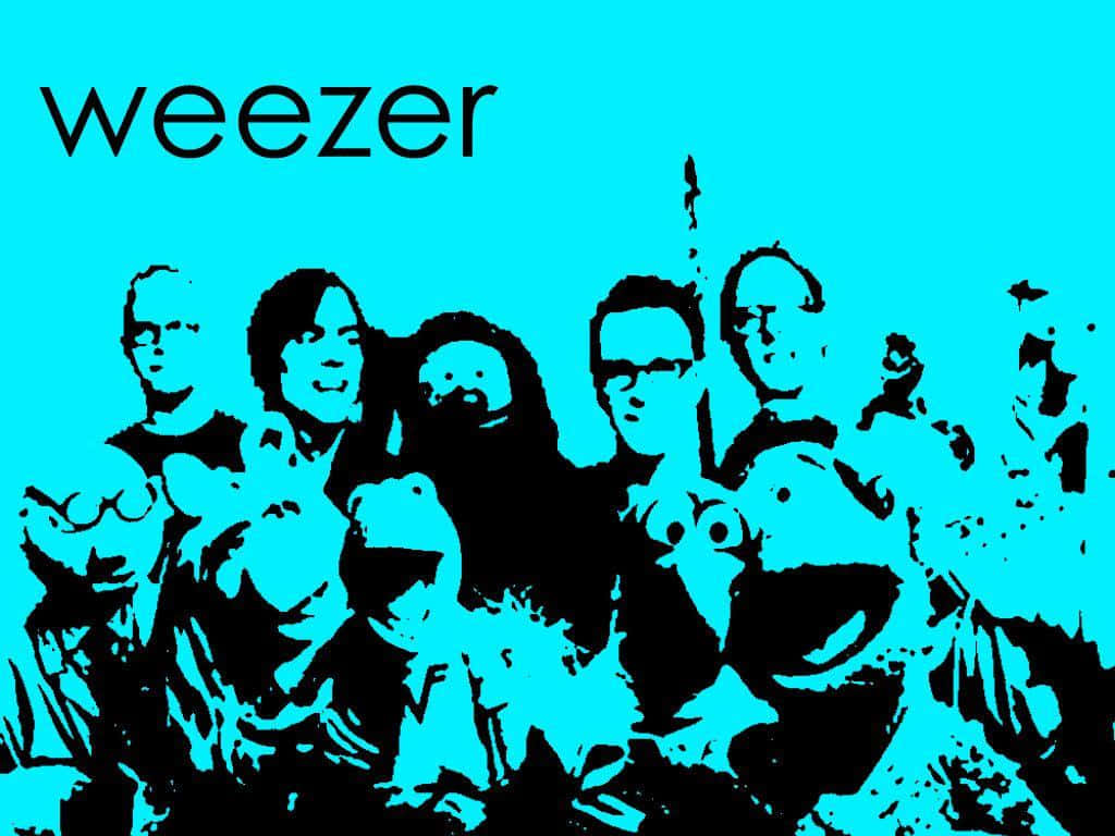 Weezer, cyan, black, SD Desktop Wallpaper