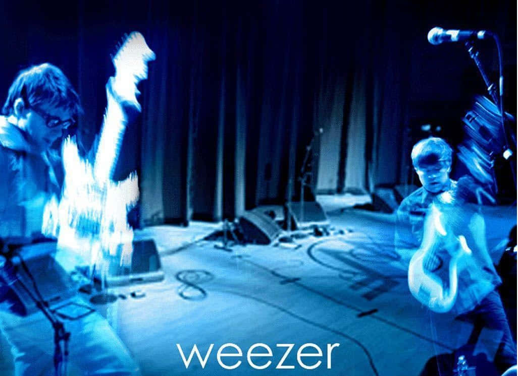 Weezer, guitars, dimly lit stage, SD Desktop Wallpaper