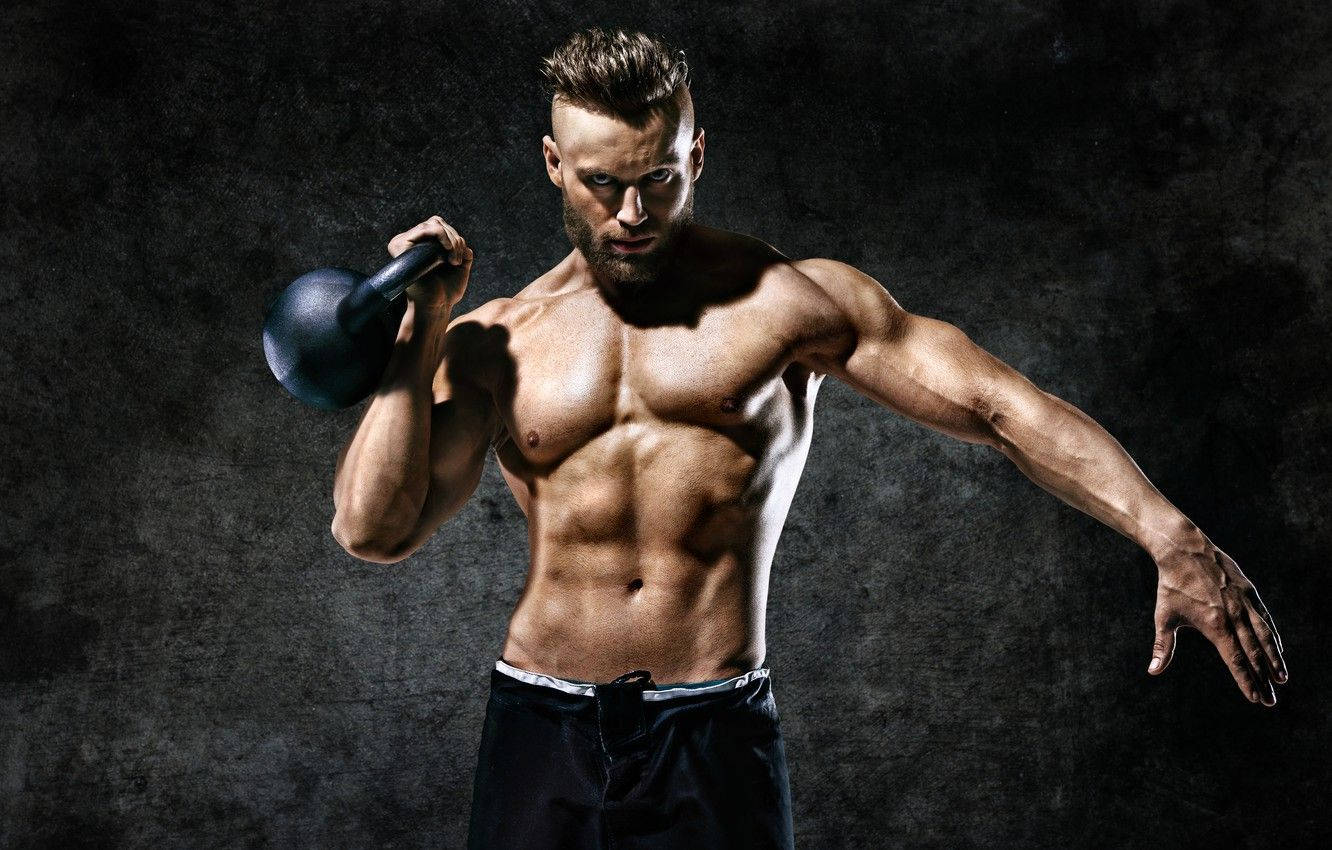 muscle man, kettlebell, black, HD Desktop Wallpaper