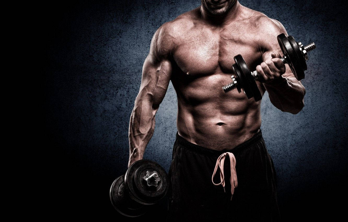 muscle man, bicep curls, dumbbells, HD Desktop Wallpaper