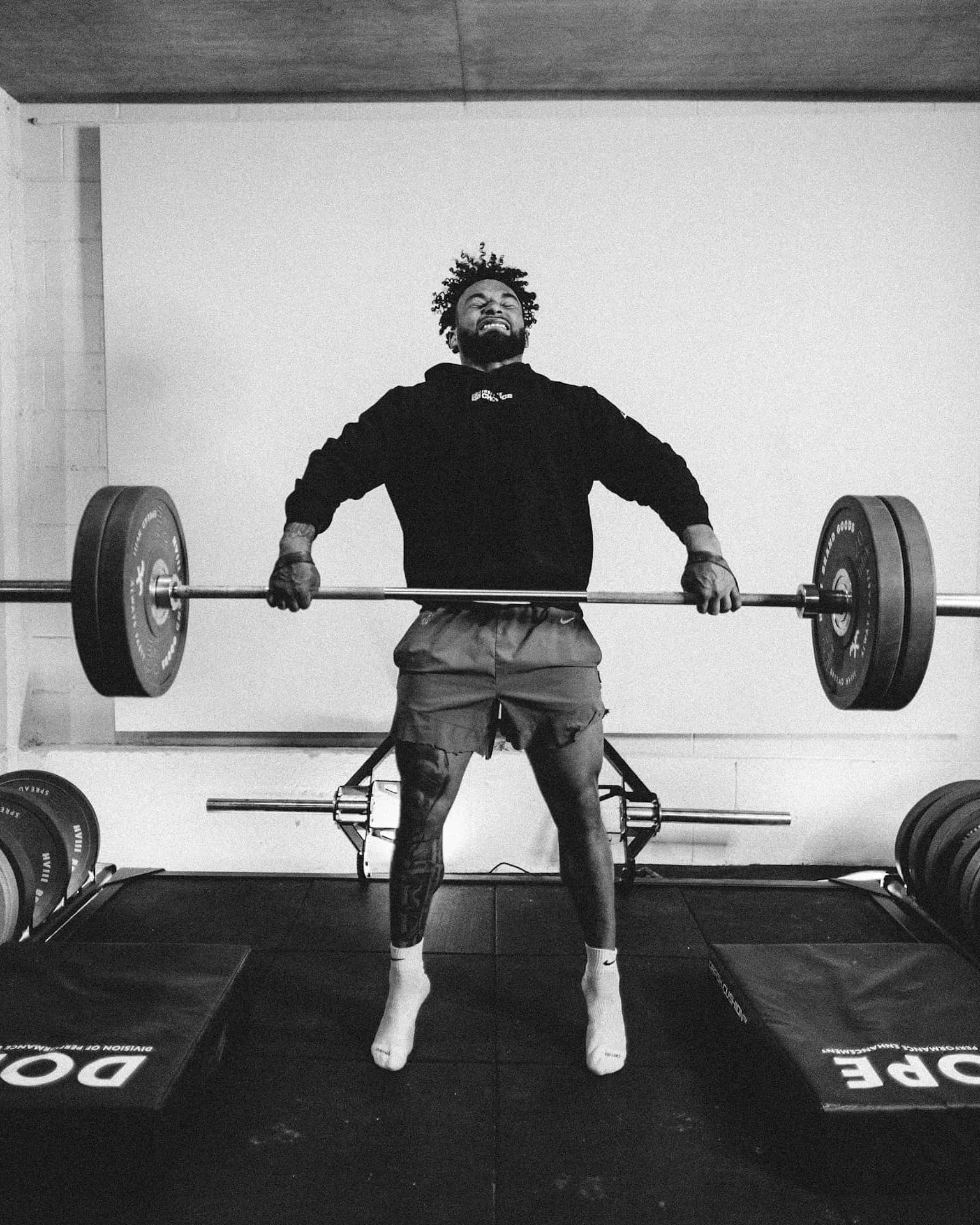 bearded man, barbell, gym, Full HD Phone Wallpaper