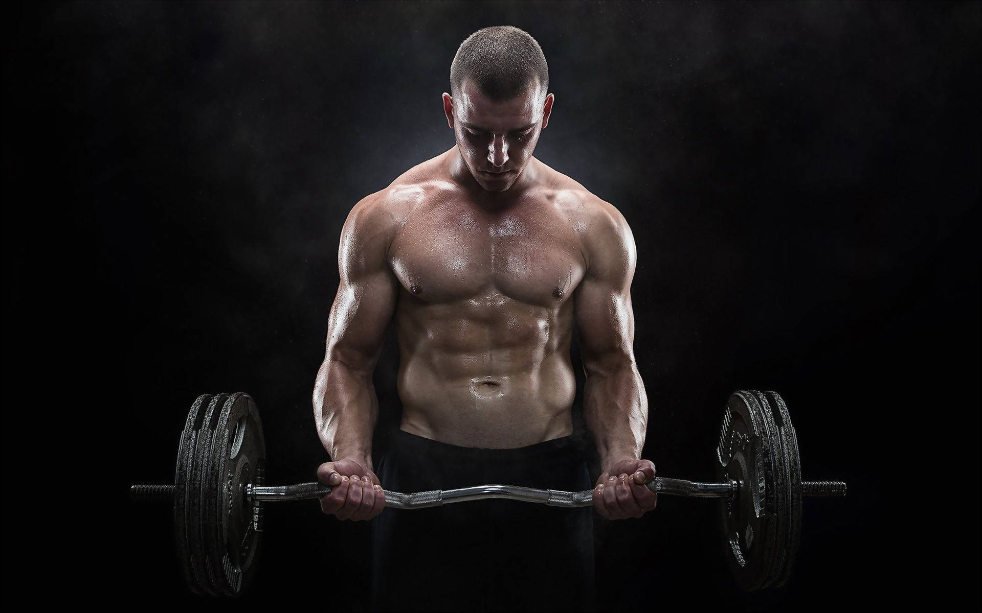 man, barbell, torso, Full HD Desktop Wallpaper