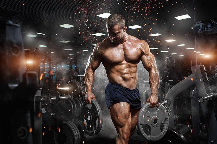 barbell, gritty gym, sparks, SD Desktop Wallpaper