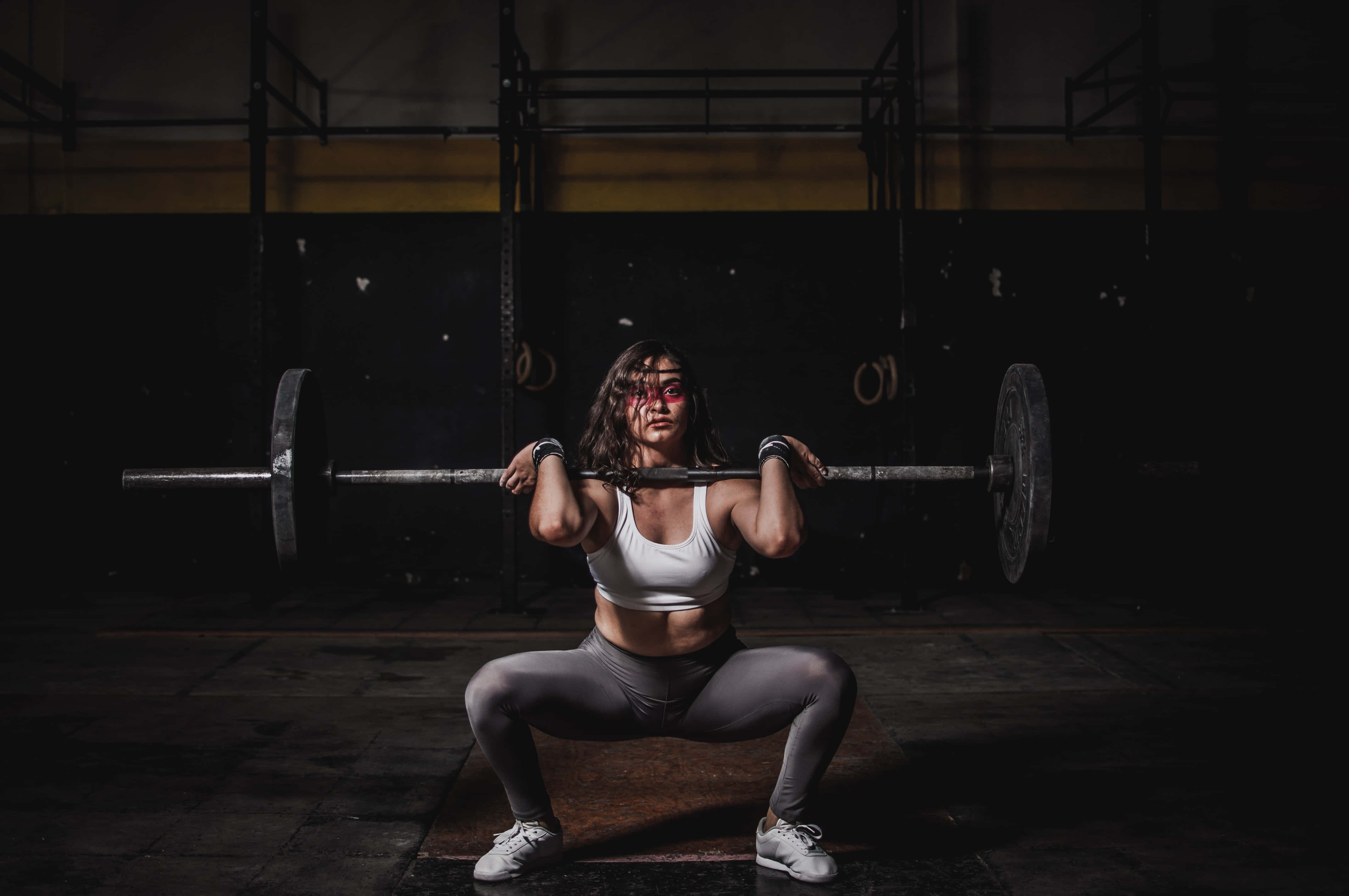 woman, gym, barbell, 4K Desktop Wallpaper