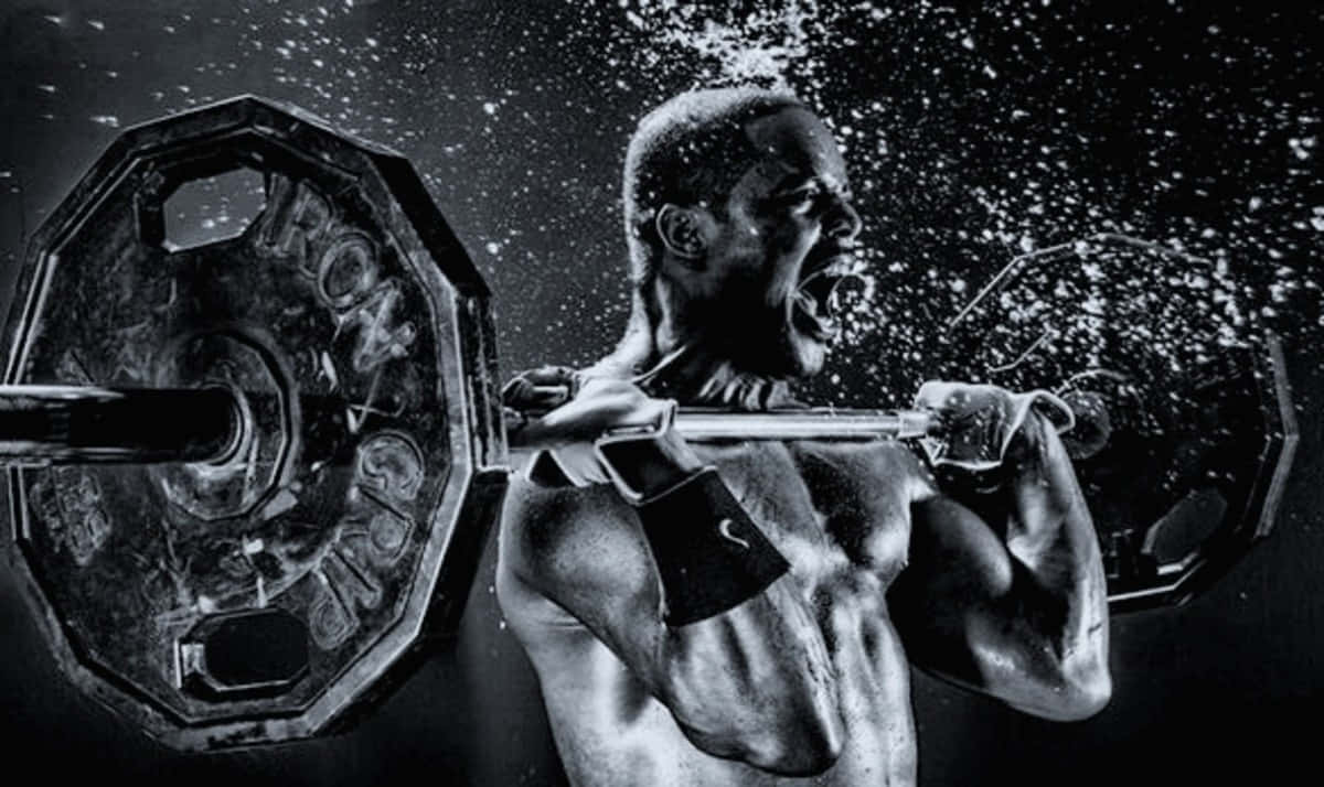 upper body unilateral muscles, muscular man, heavy barbell, SD Desktop Wallpaper