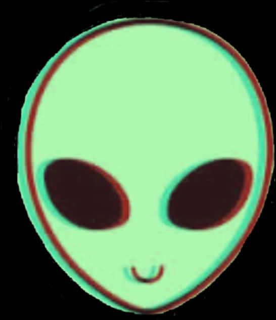 classic alien head illustration, glowing green, big black eyes, SD Phone Wallpaper