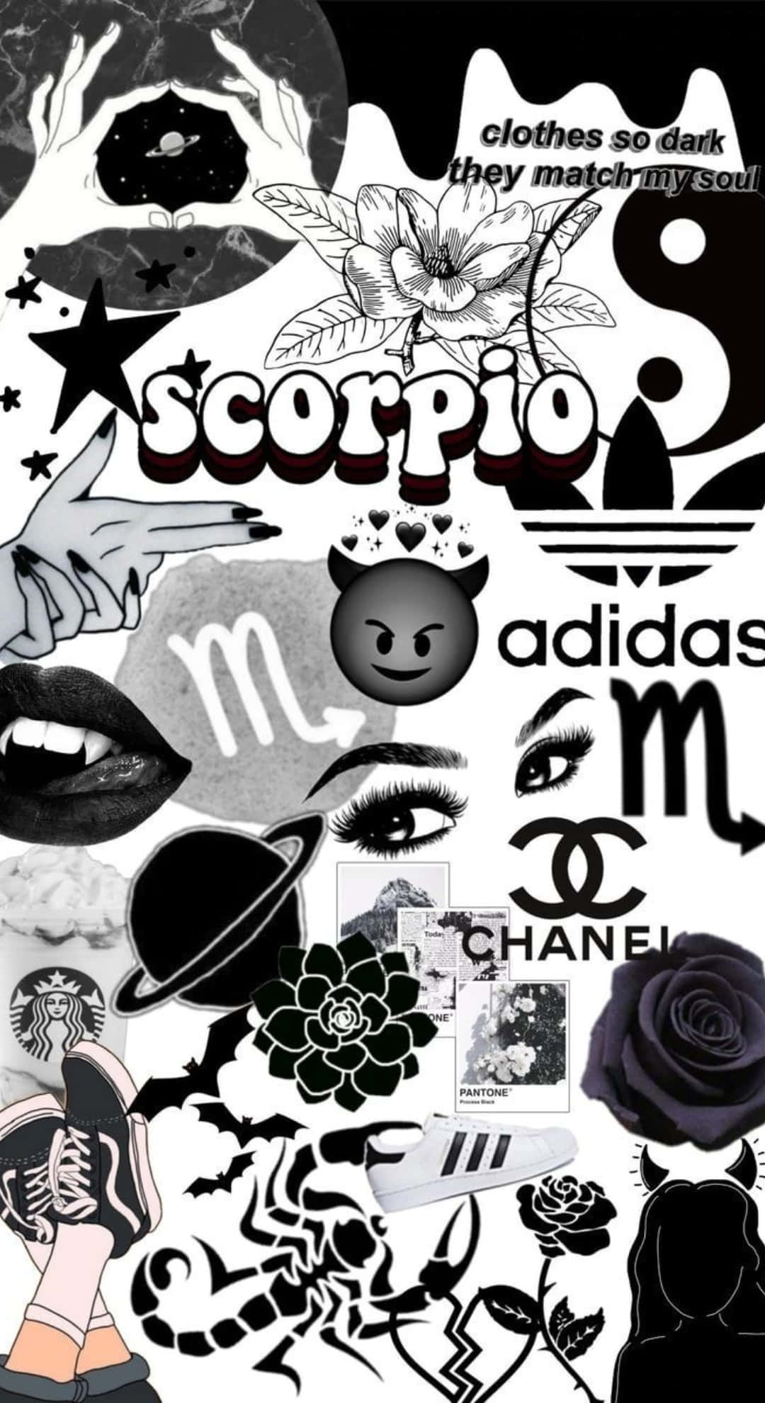 scorpion zodiac symbols, fashion logos, roses, Full HD Phone Wallpaper