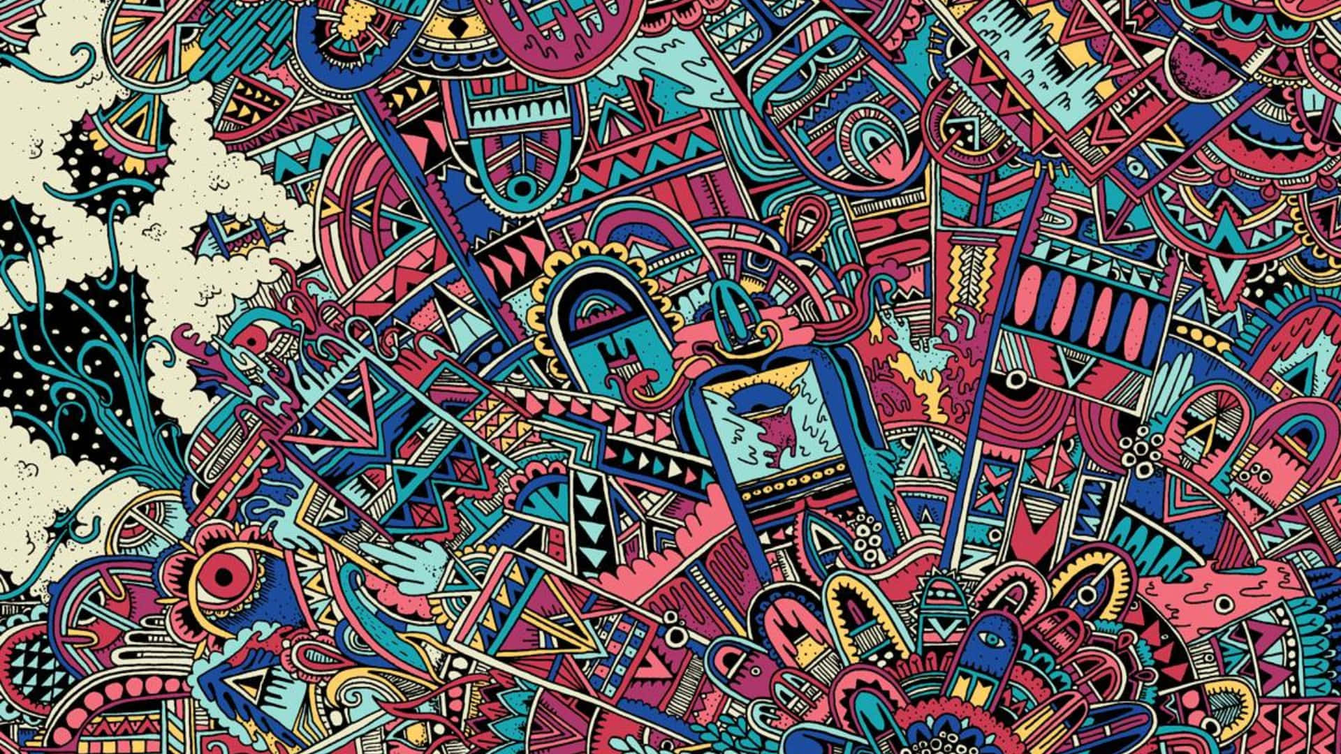 vibrant indie patterns, psychedelic pattern, intricate tribal motifs, Full HD Desktop Wallpaper