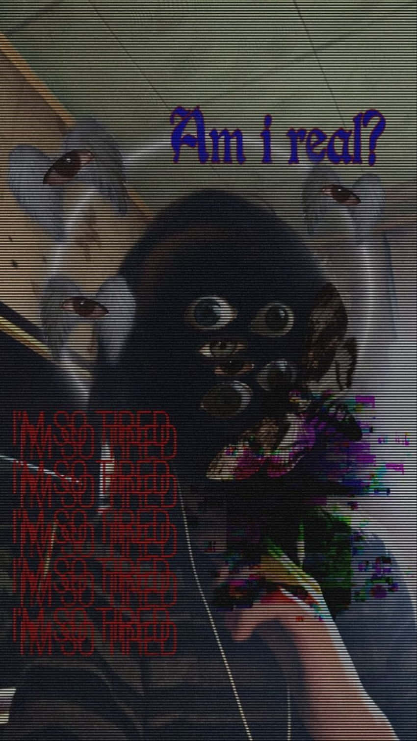 Weirdcore, glitched digital portrait, masked figure, HD Phone Wallpaper