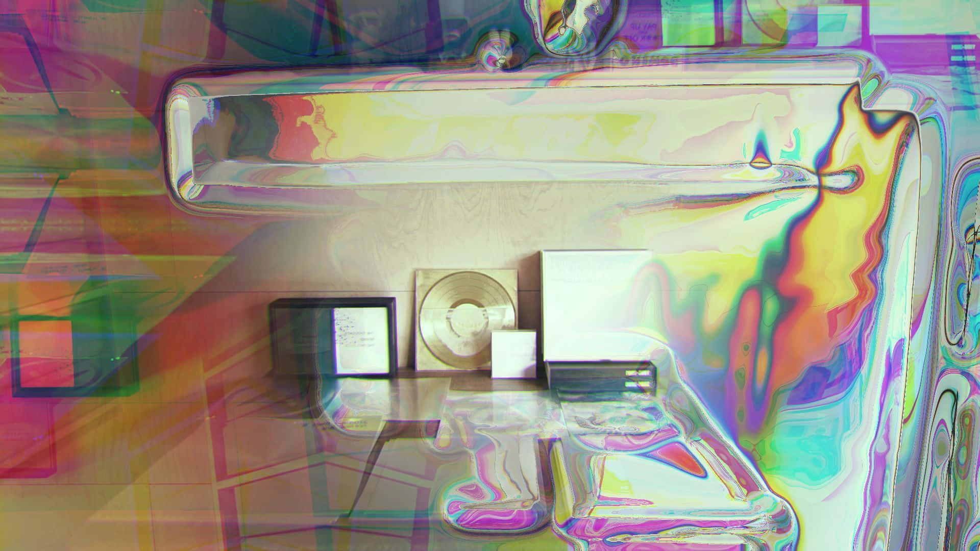 Weirdcore Pfp, surreal digital-art room, melting furniture, Full HD Desktop Wallpaper