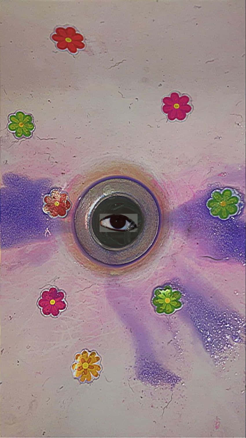 eyeball, metallic ring, colorful flowers, HD Phone Wallpaper