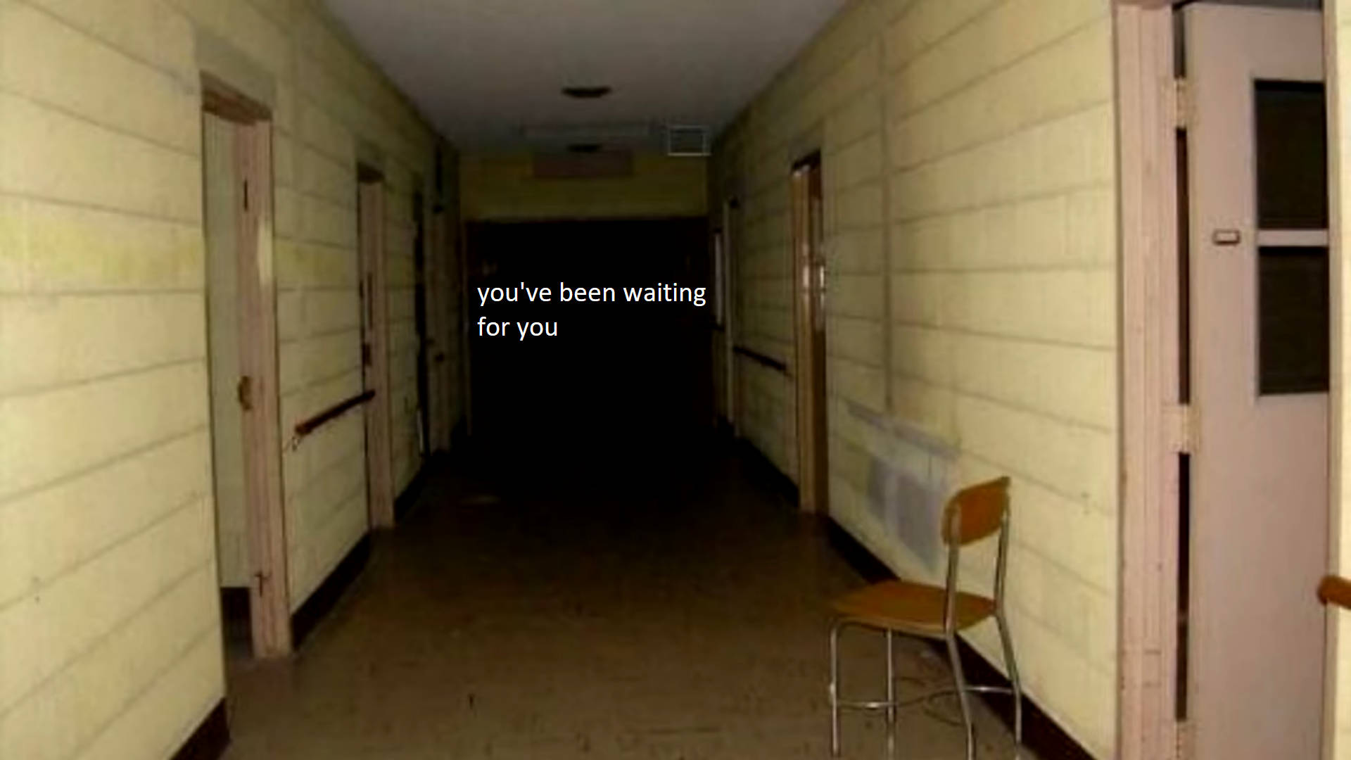 Weirdcore, school hallway, dimly lit, Full HD Desktop Wallpaper