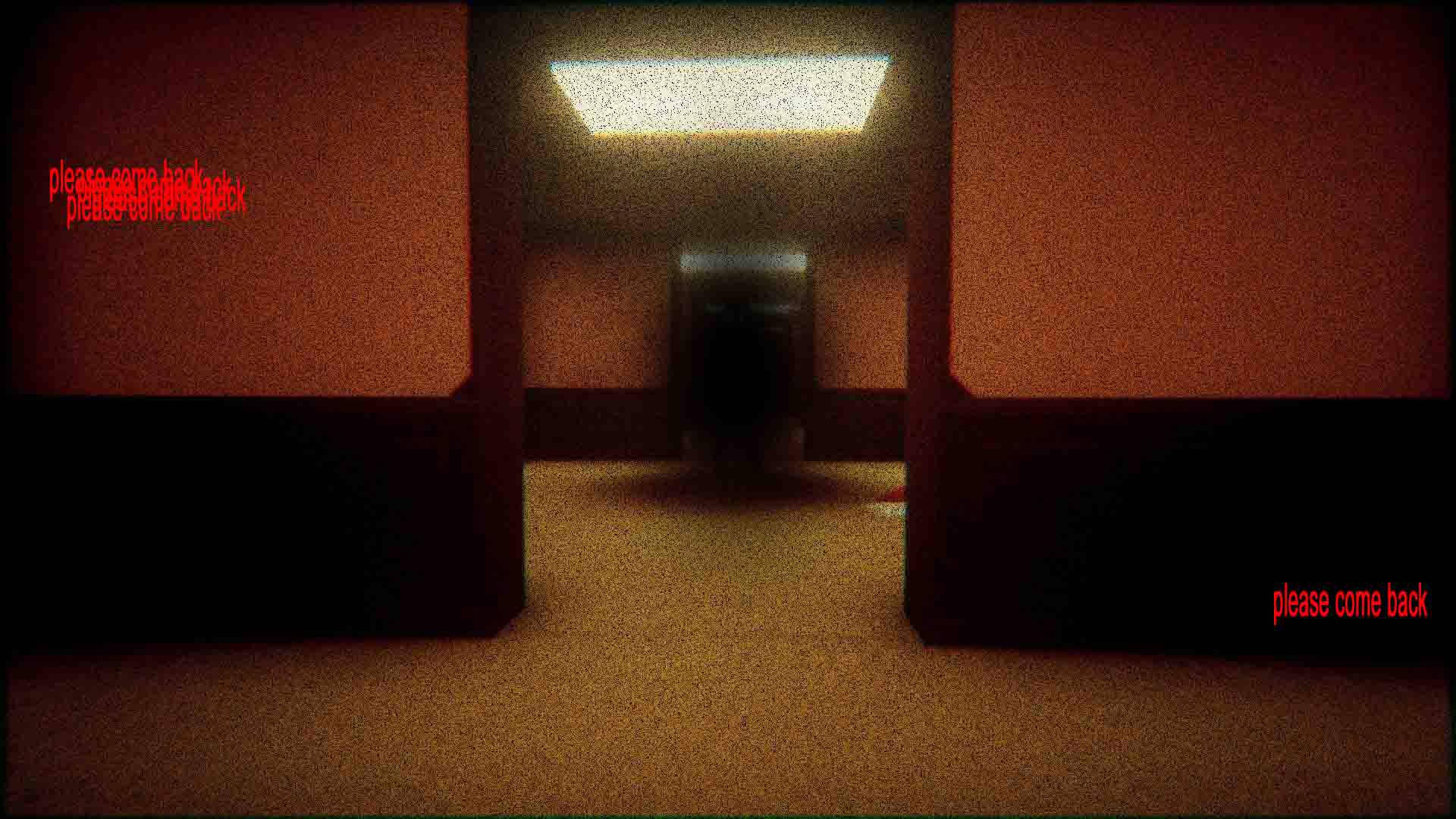 Weirdcore, dimly lit hallway, flickering fluorescent light, Full HD Desktop Wallpaper