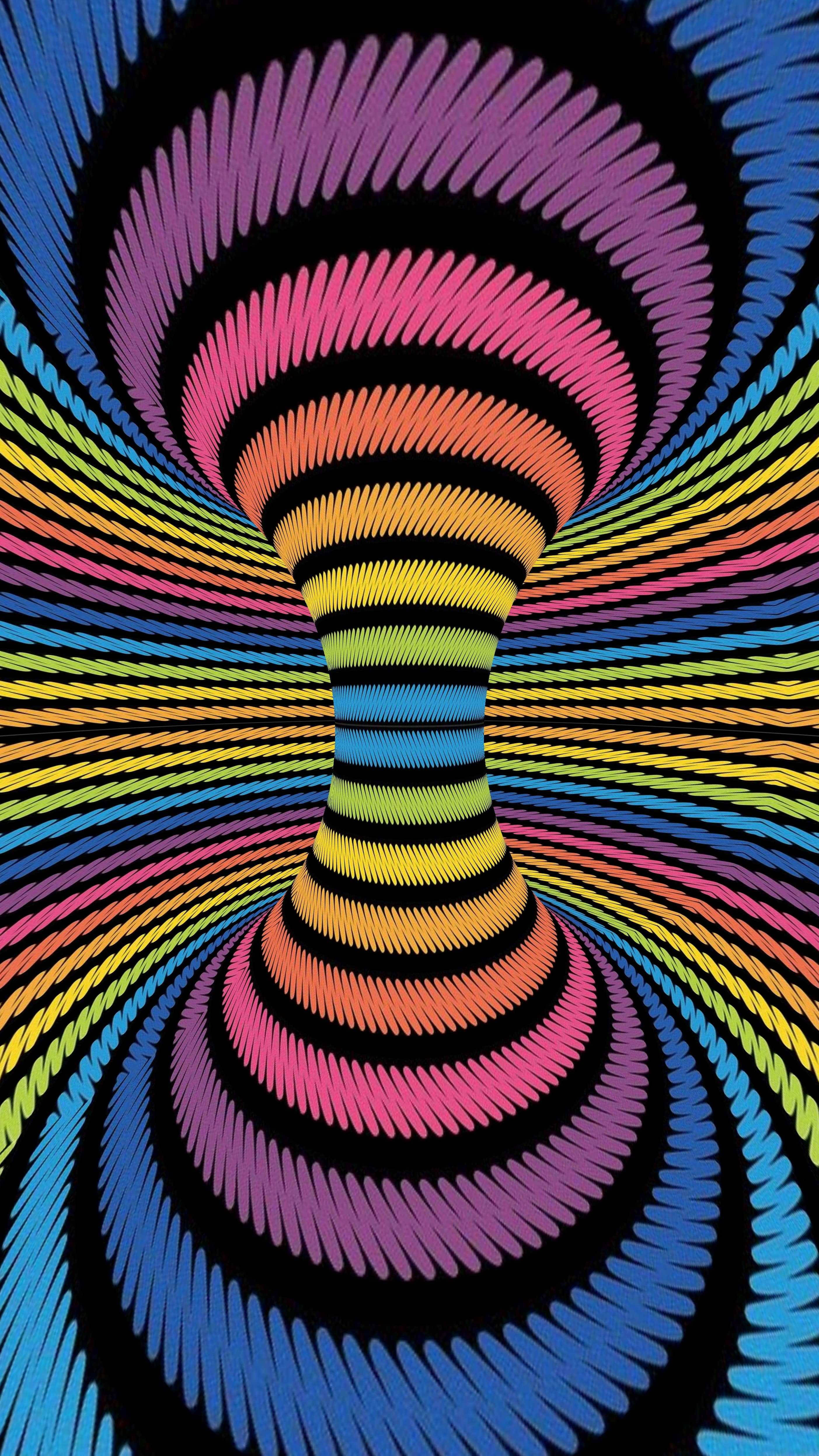 Weirdcore, optical art, vibrant psychedelic tunnel, 4K Phone Wallpaper