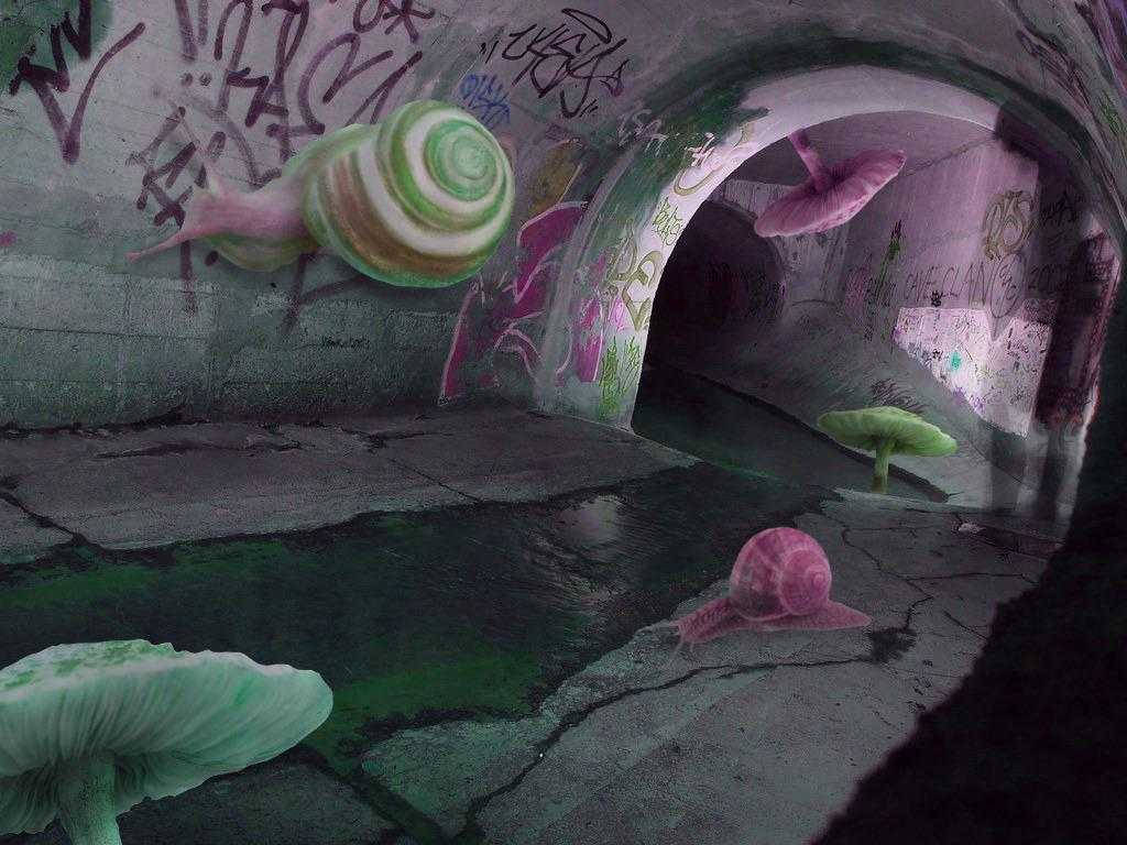 Weirdcore, cave, paint artworks, SD Desktop Wallpaper