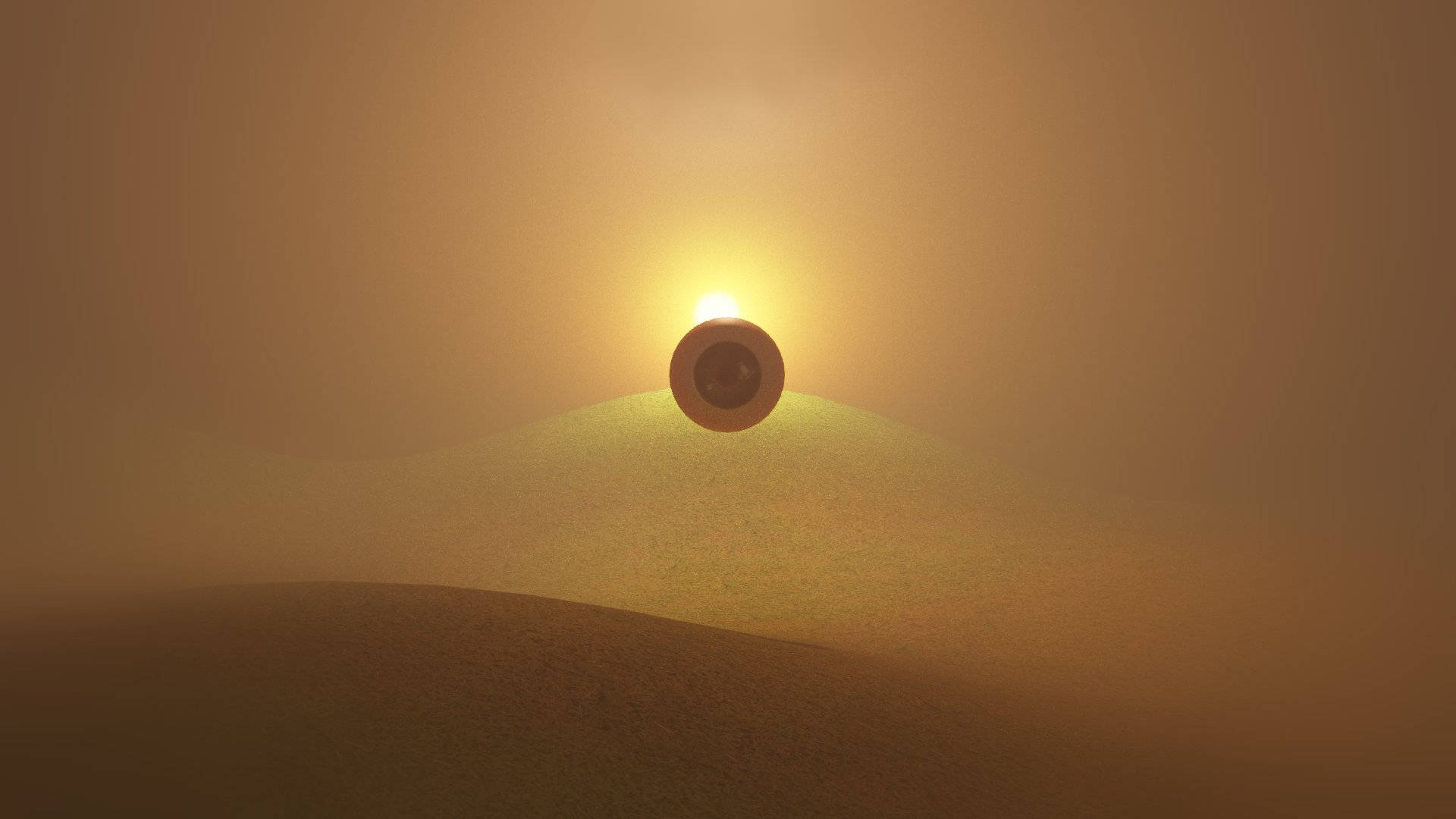 Weirdcore, glowing orb, misty hill, Full HD Desktop Wallpaper