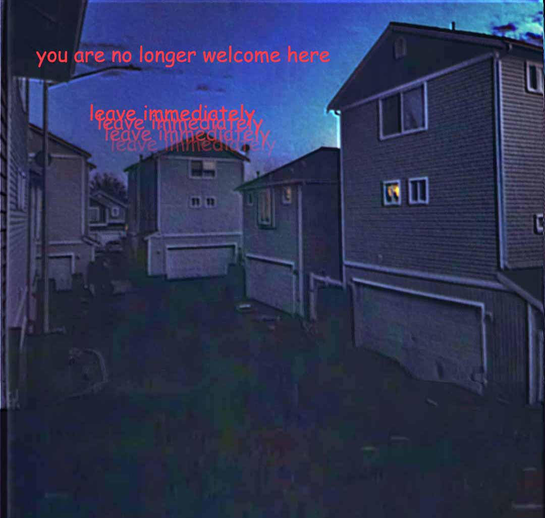 Weirdcore, mysterious houses, dimly lit residential alley, SD Desktop Wallpaper