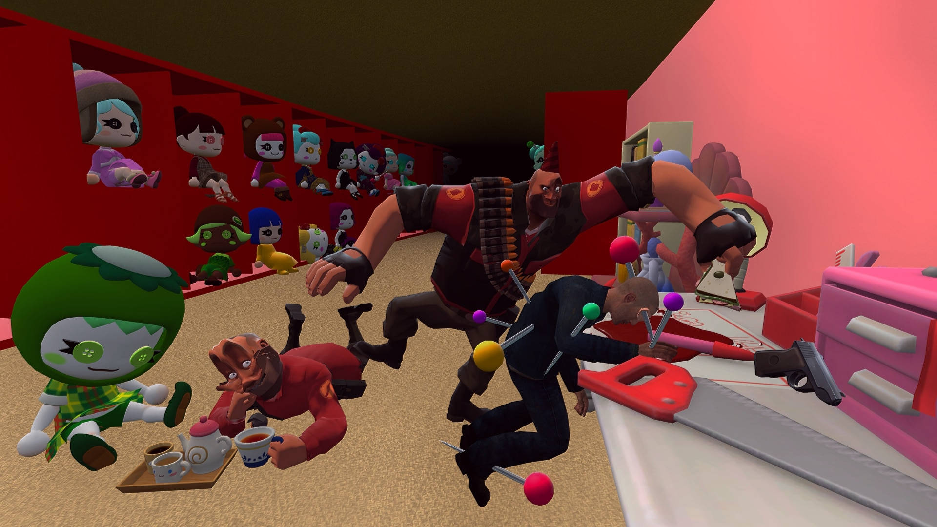 Weirdcore, toy storage, red room, Full HD Desktop Wallpaper