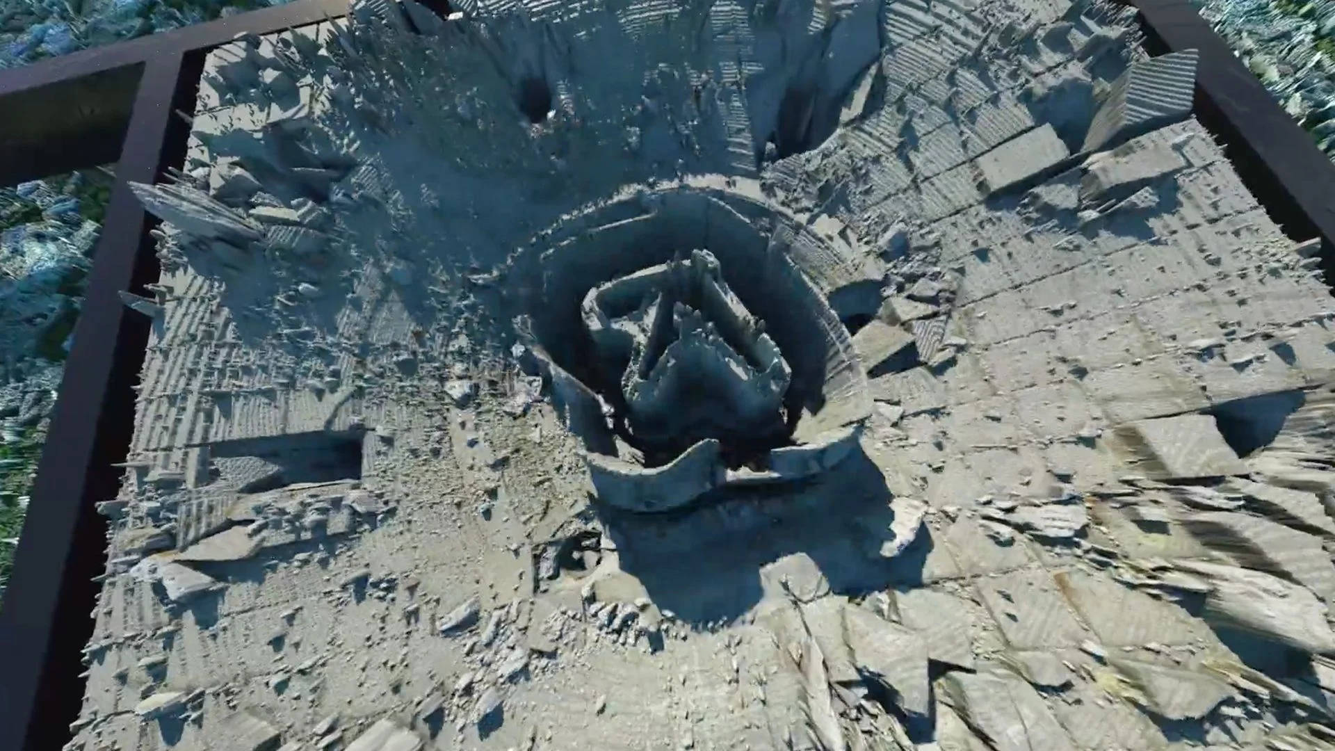 Weirdcore, collapsing building, shattered concrete structure, Full HD Desktop Wallpaper