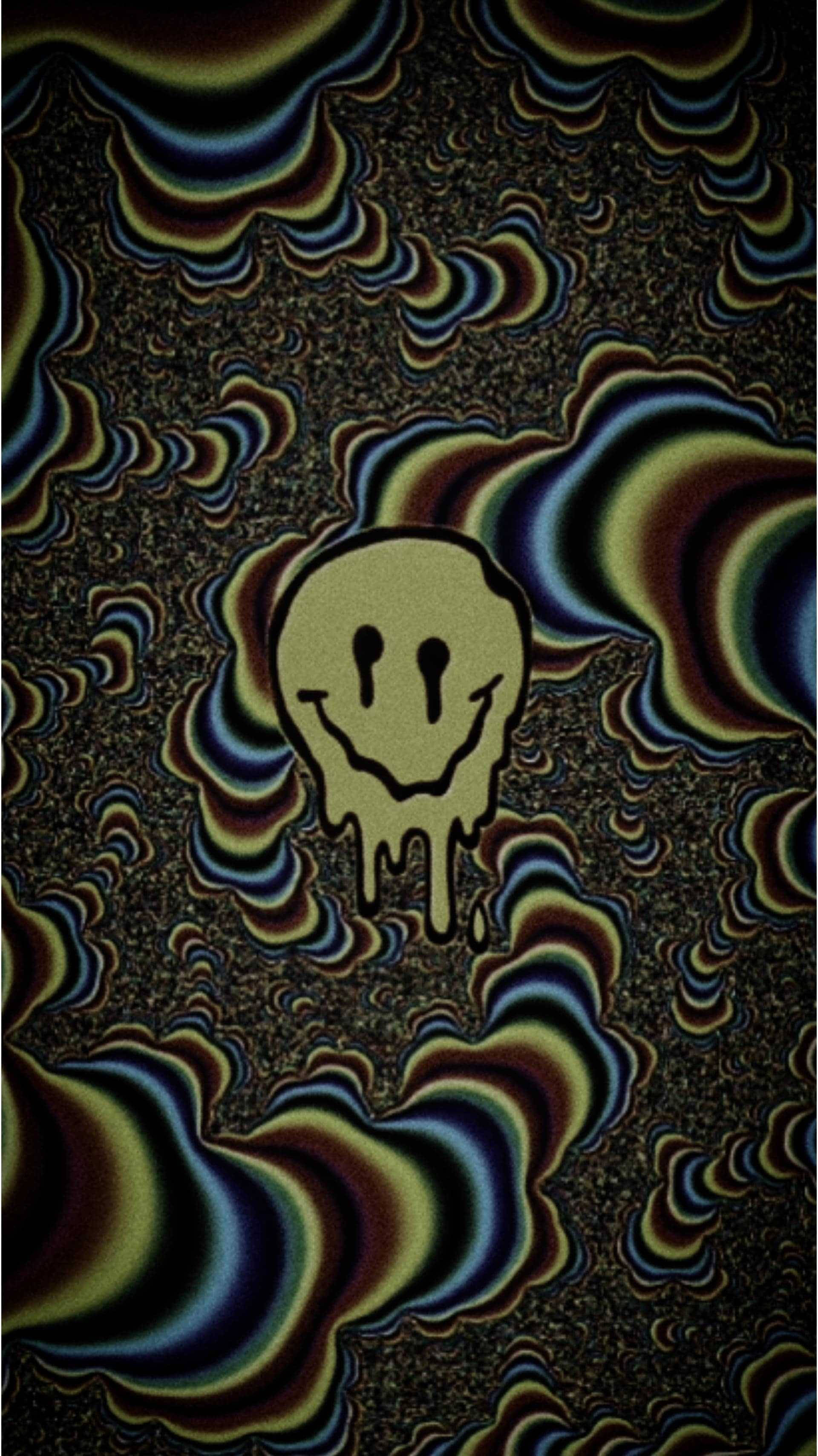 Weirdcore, smiley face, yellow, 2K Phone Wallpaper