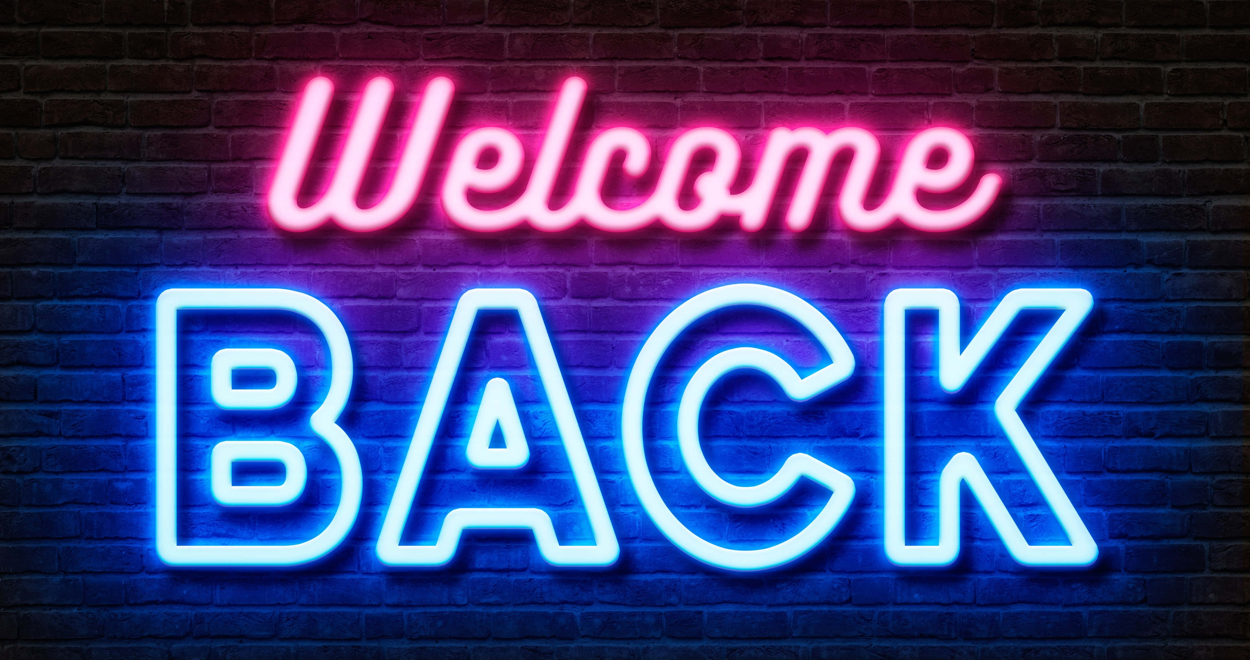 neon, Welcome BACK, pink, 4K Desktop Wallpaper