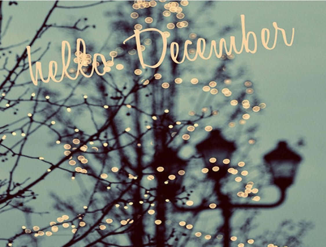 Welcome December, glowing string lights, vintage lamppost, SD Desktop Wallpaper