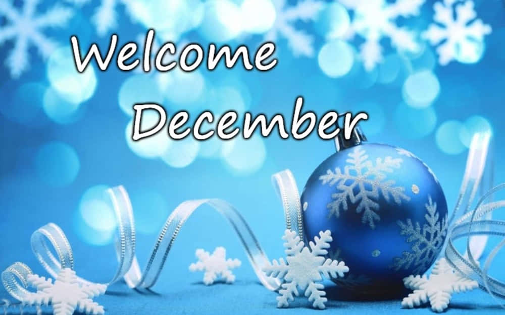 Welcome December, blue Christmas, silver snowflakes, SD Desktop Wallpaper