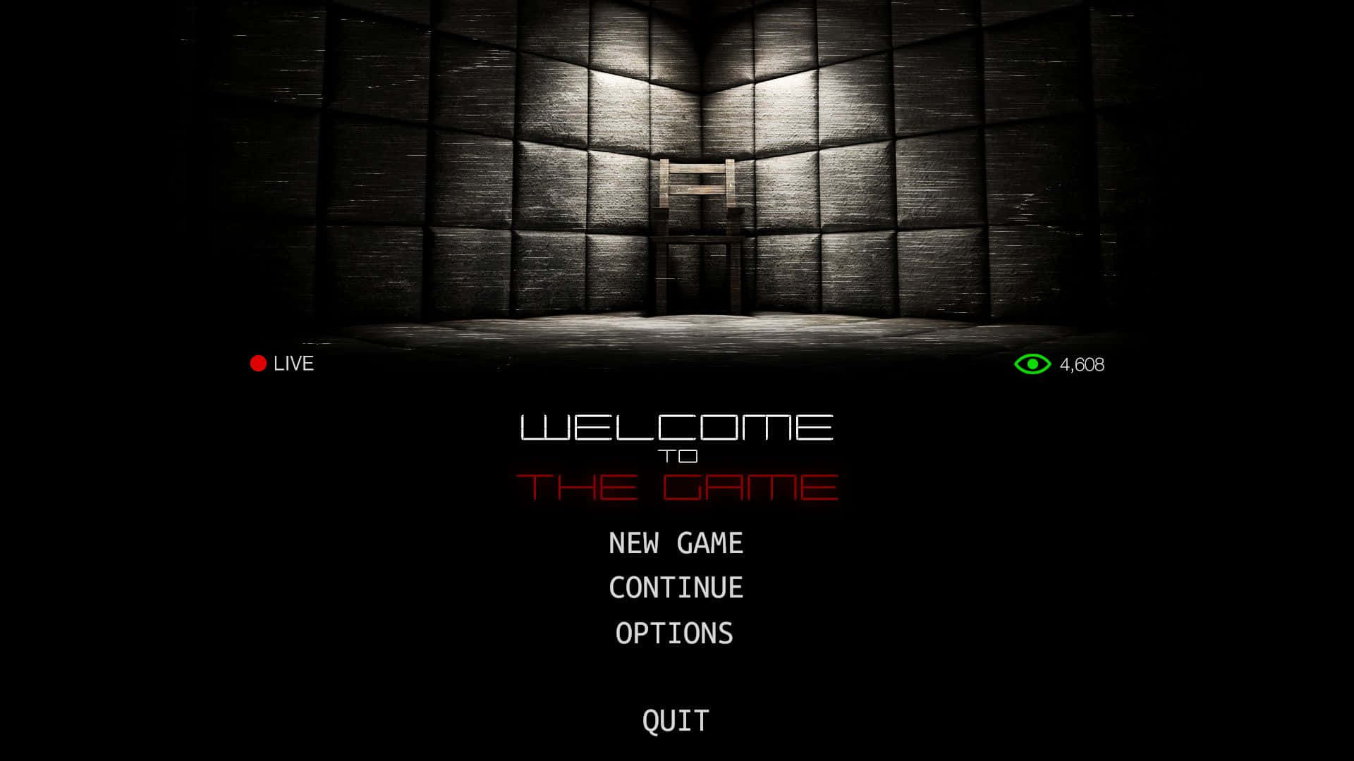 Welcome Gaming, dark game menu screen, single chair, Full HD Desktop Wallpaper