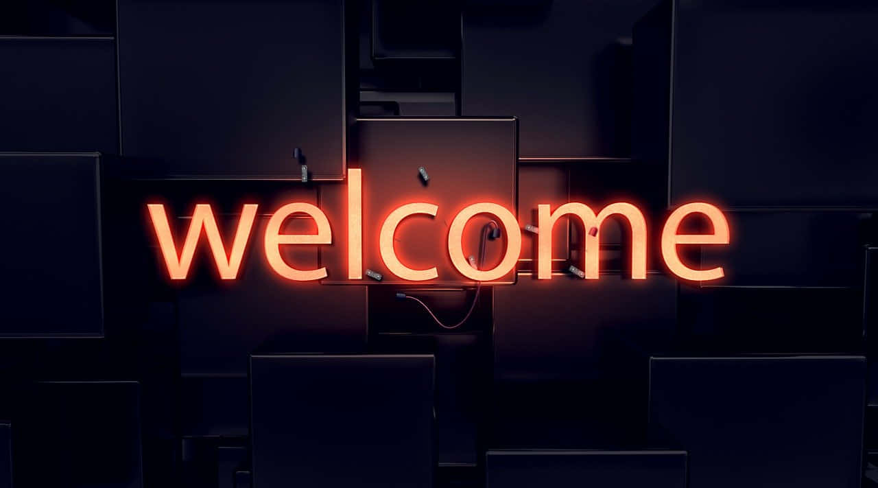 neon welcome sign, orange neon, glowing, HD Desktop Wallpaper